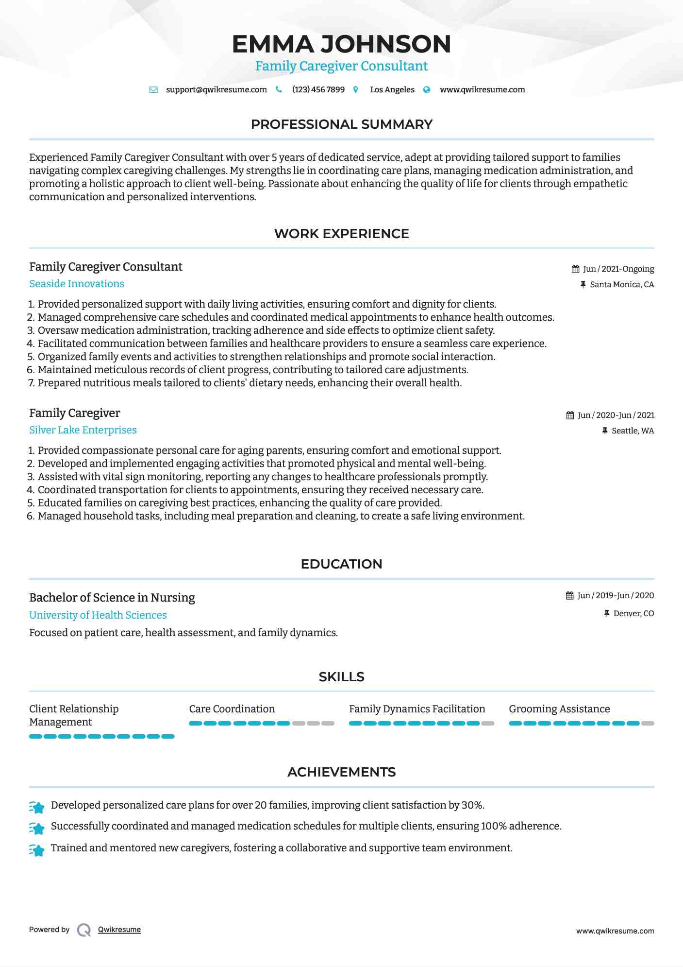 10 Family Caregiver Resume Samples - Family Caregiver 1595398703 Pdf