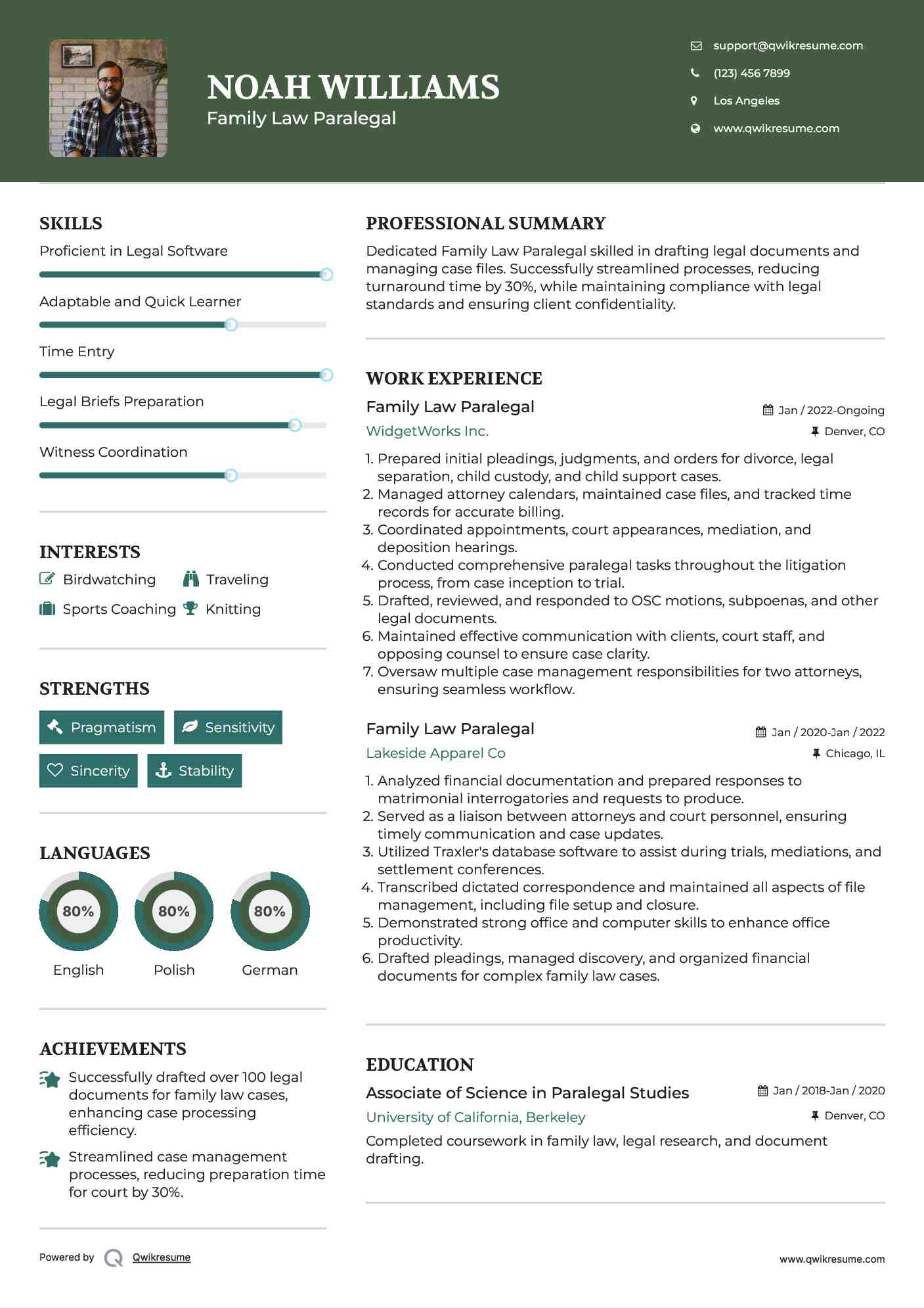 Family Law Paralegal Resume Template