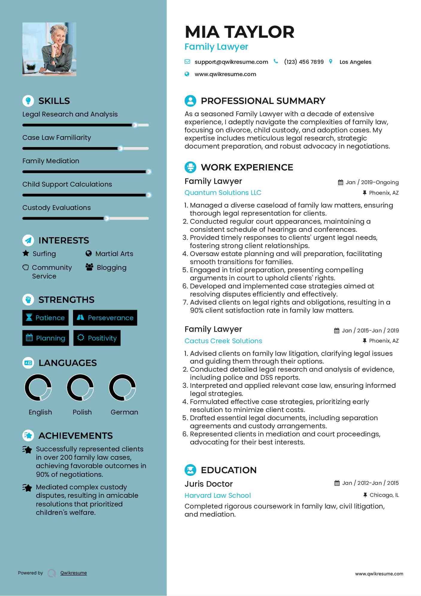 Family Lawyer Resume Template