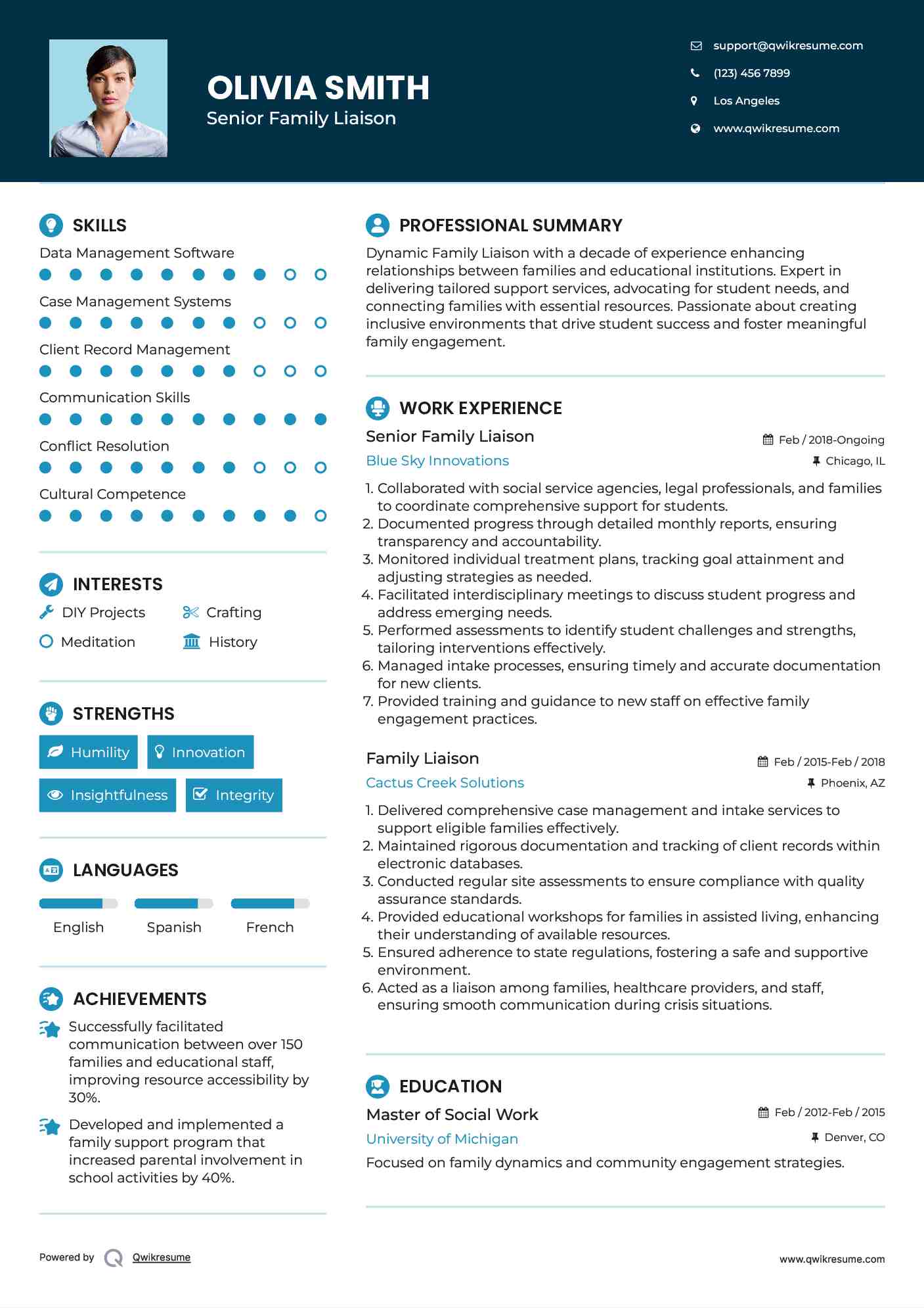 Senior Family Liaison Resume Format