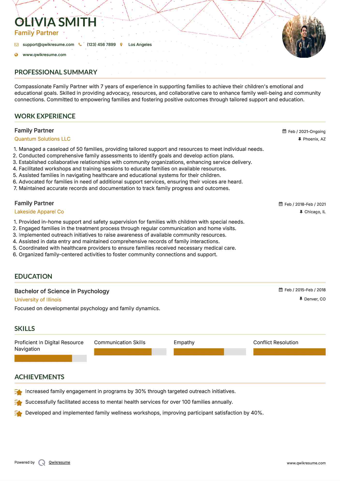 Family Partner Resume Format