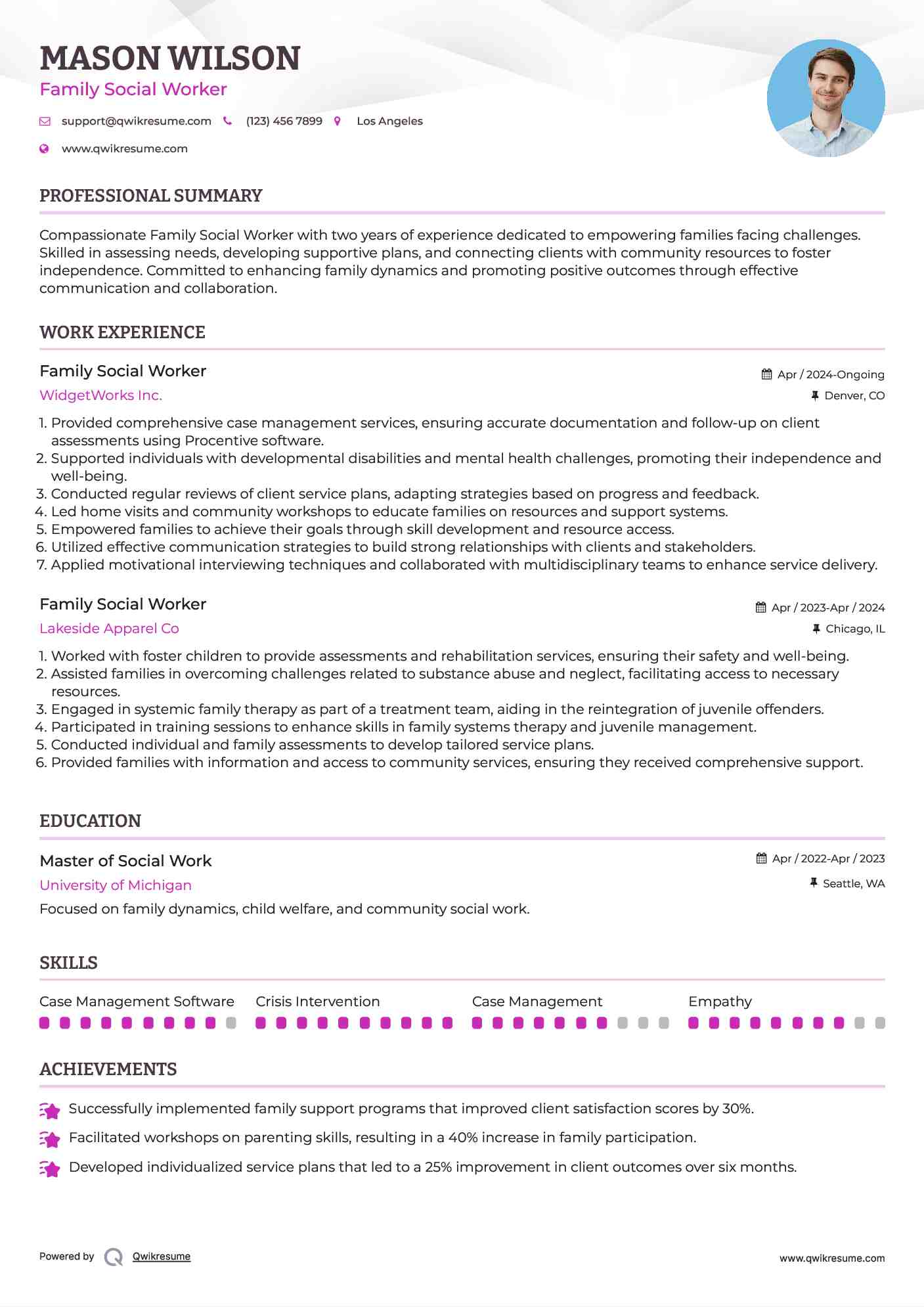 Family Social Worker Resume Template