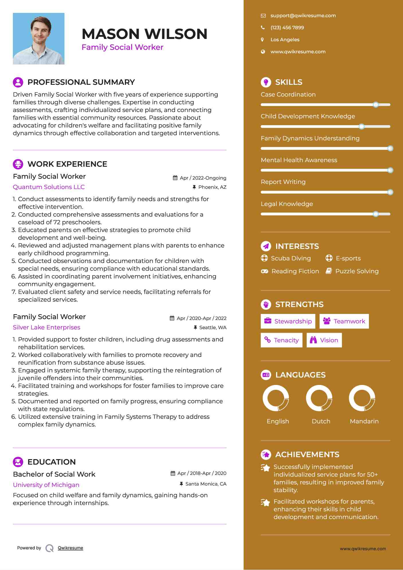 Family Social Worker Resume Format