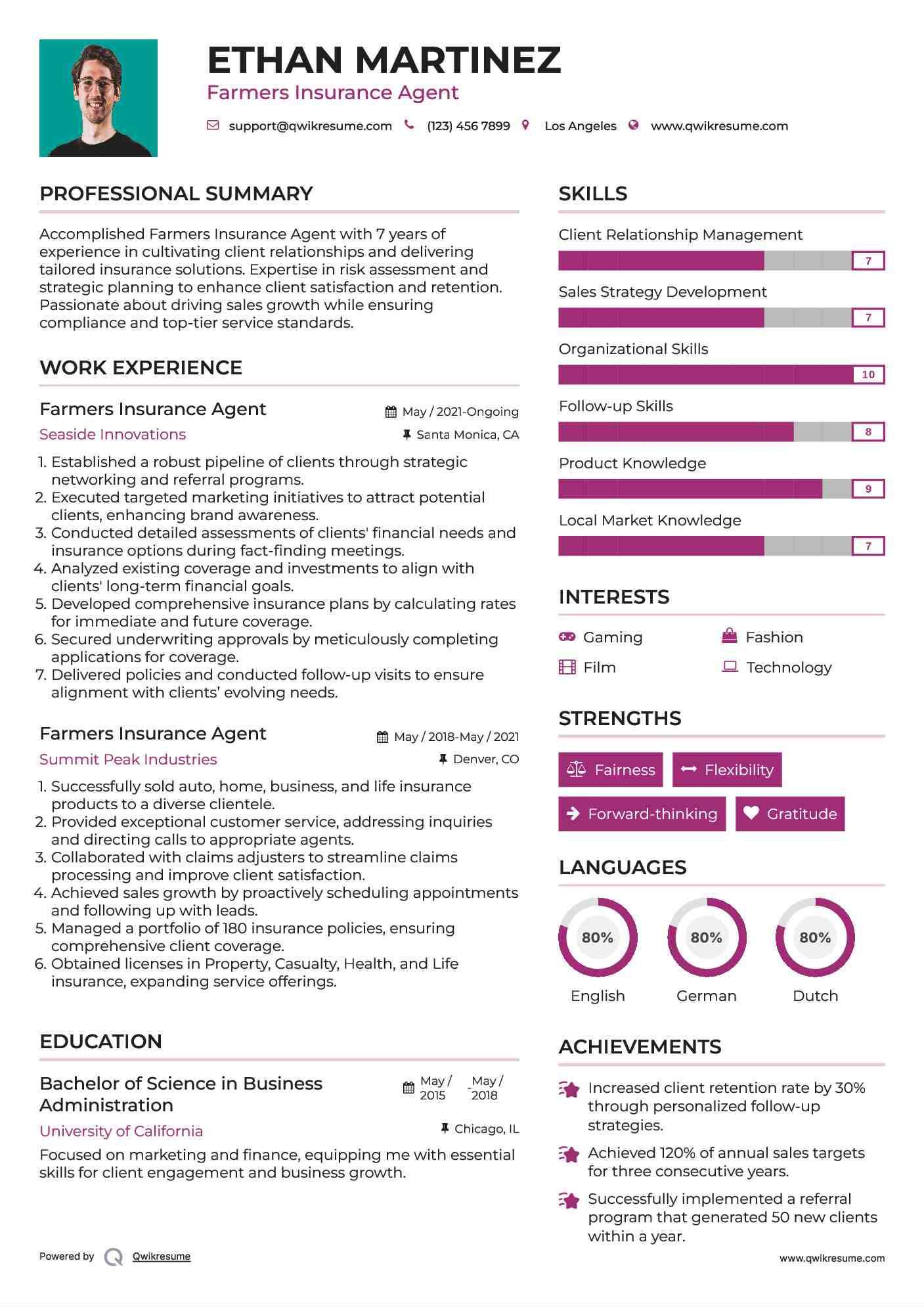 Farmers Insurance Agent Resume Template