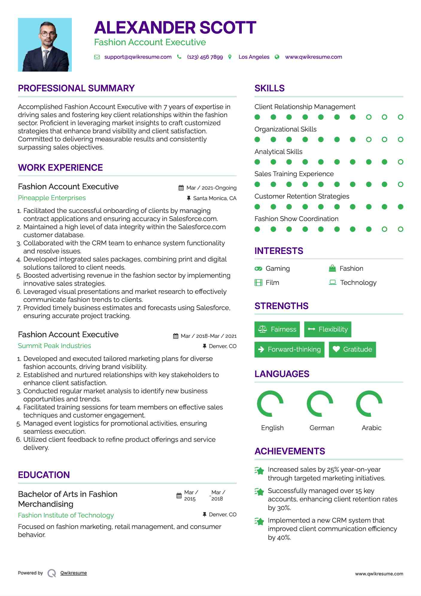 Fashion Account Executive Resume Example