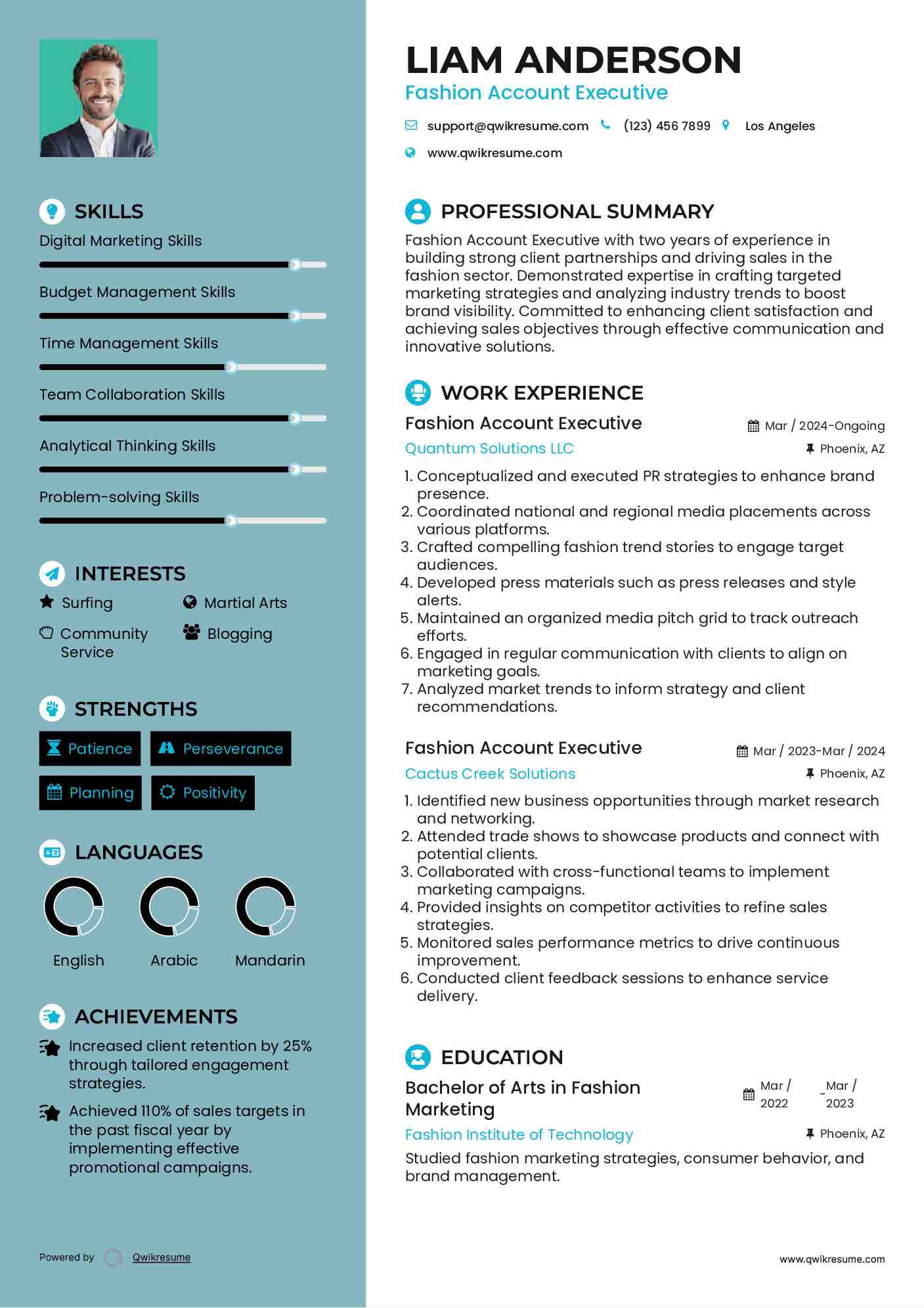 Fashion Account Executive Resume Sample