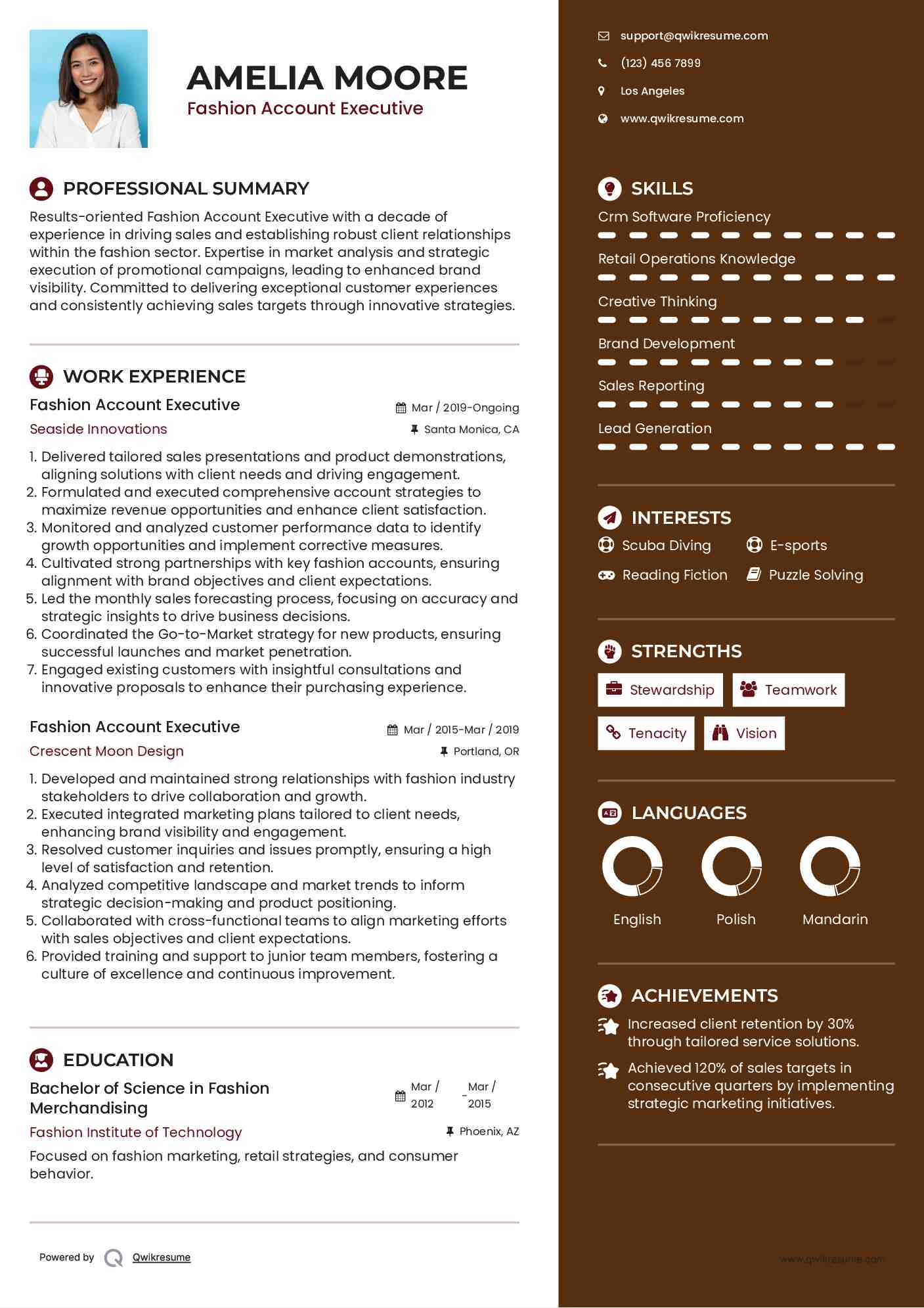Fashion Account Executive Resume Template