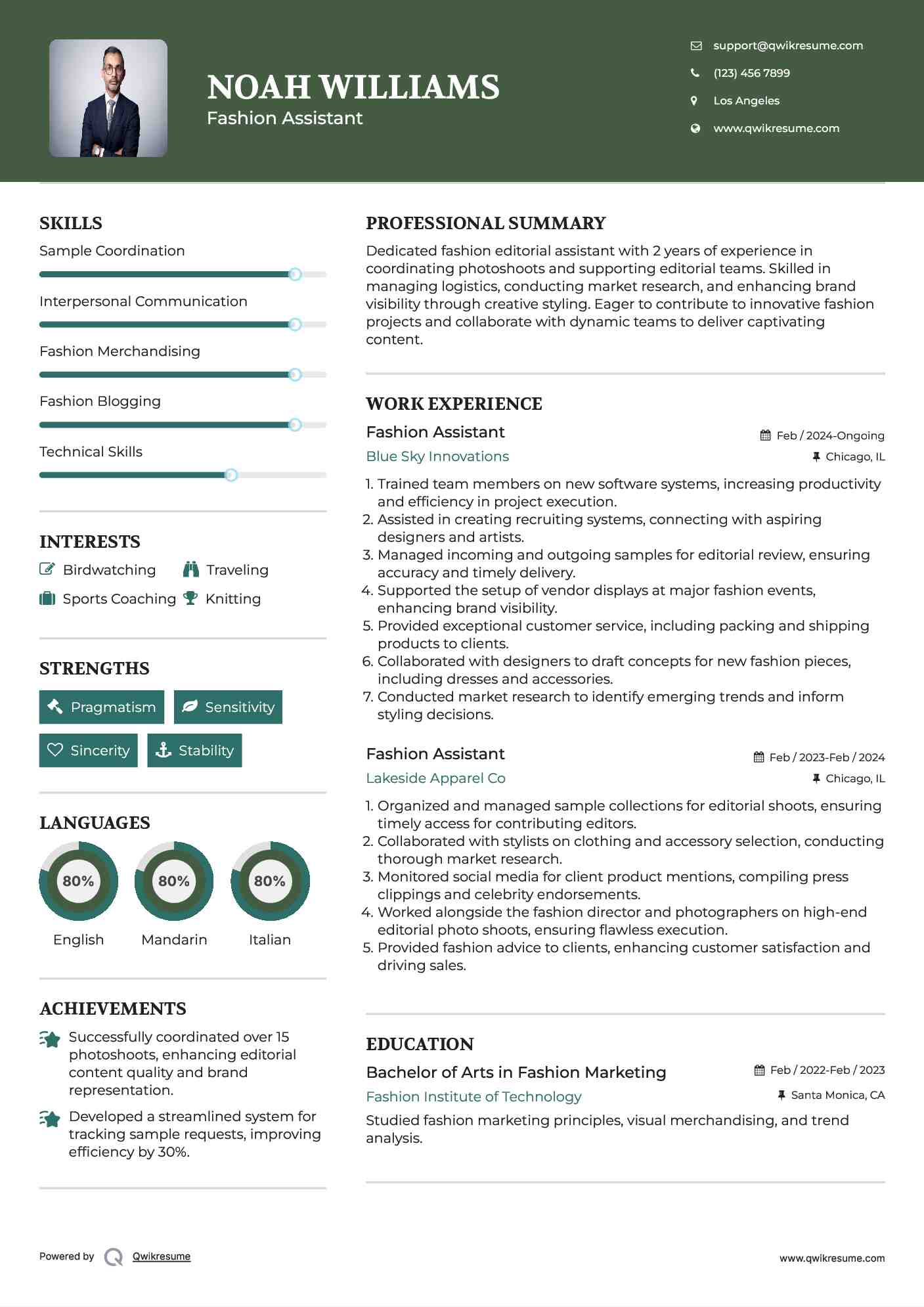 Fashion Assistant Resume Template