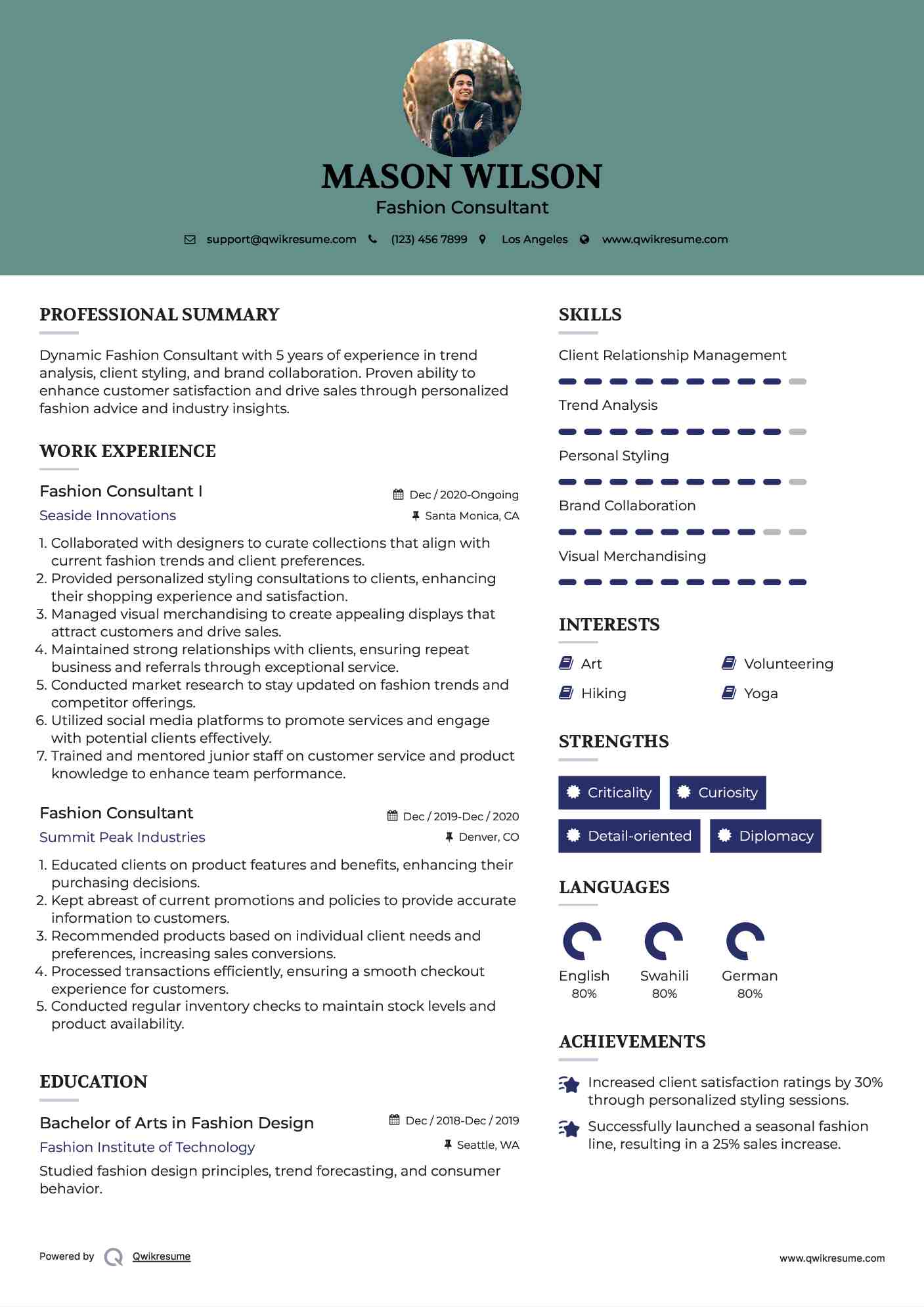 Fashion Consultant I Resume Template