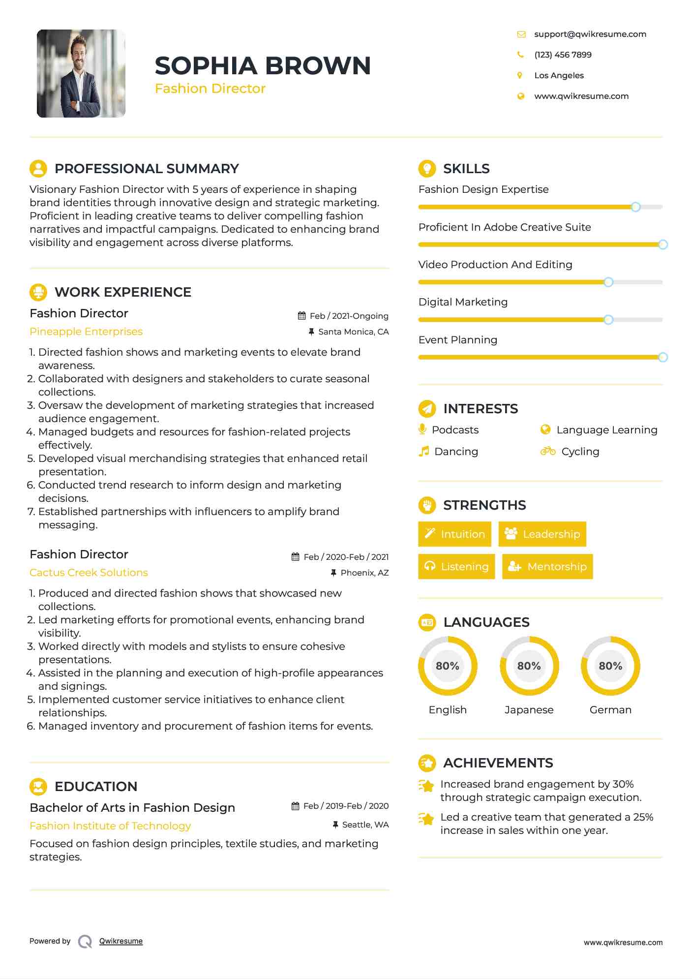 Fashion Director Resume Format