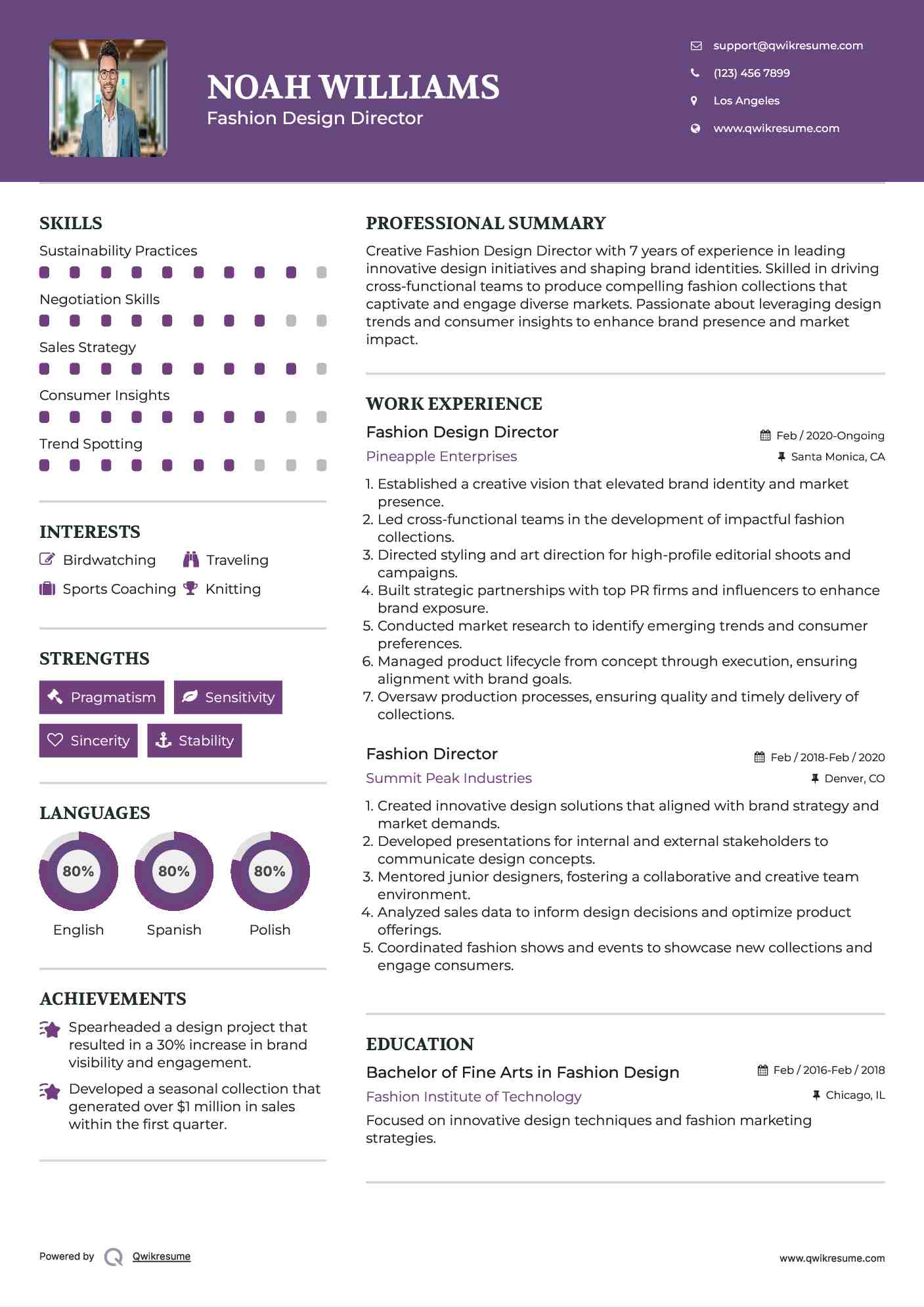 Fashion Design Director Resume Format