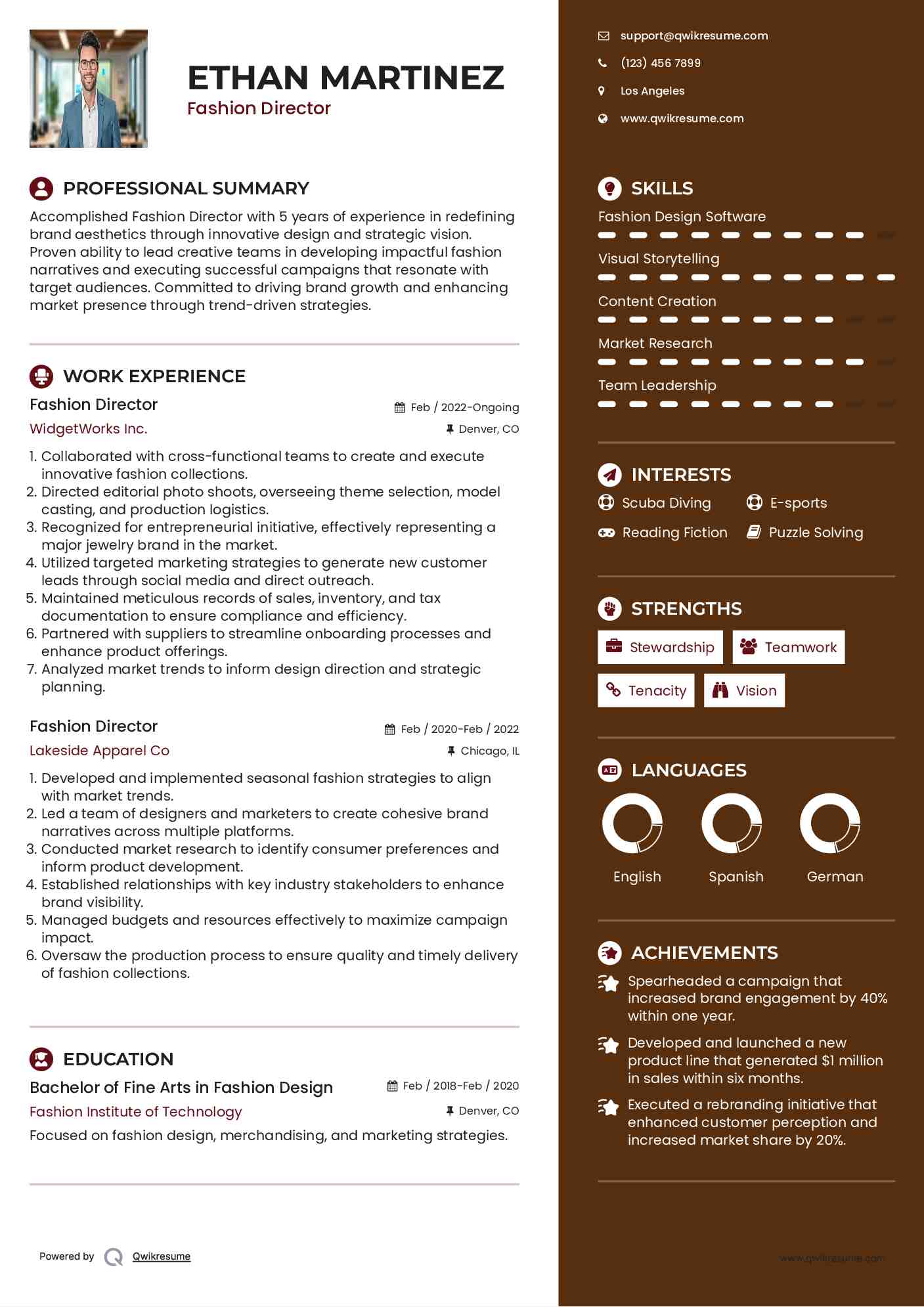 Fashion Director Resume Example