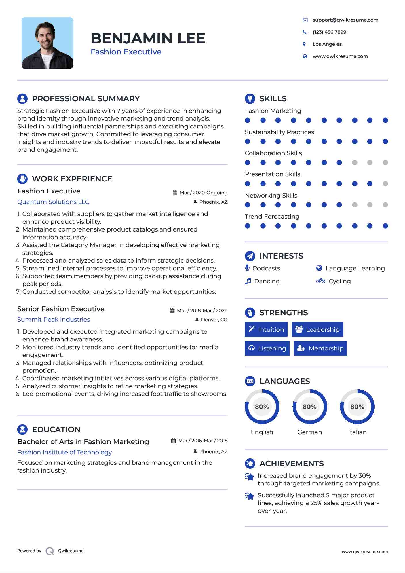 Fashion Executive Resume Example