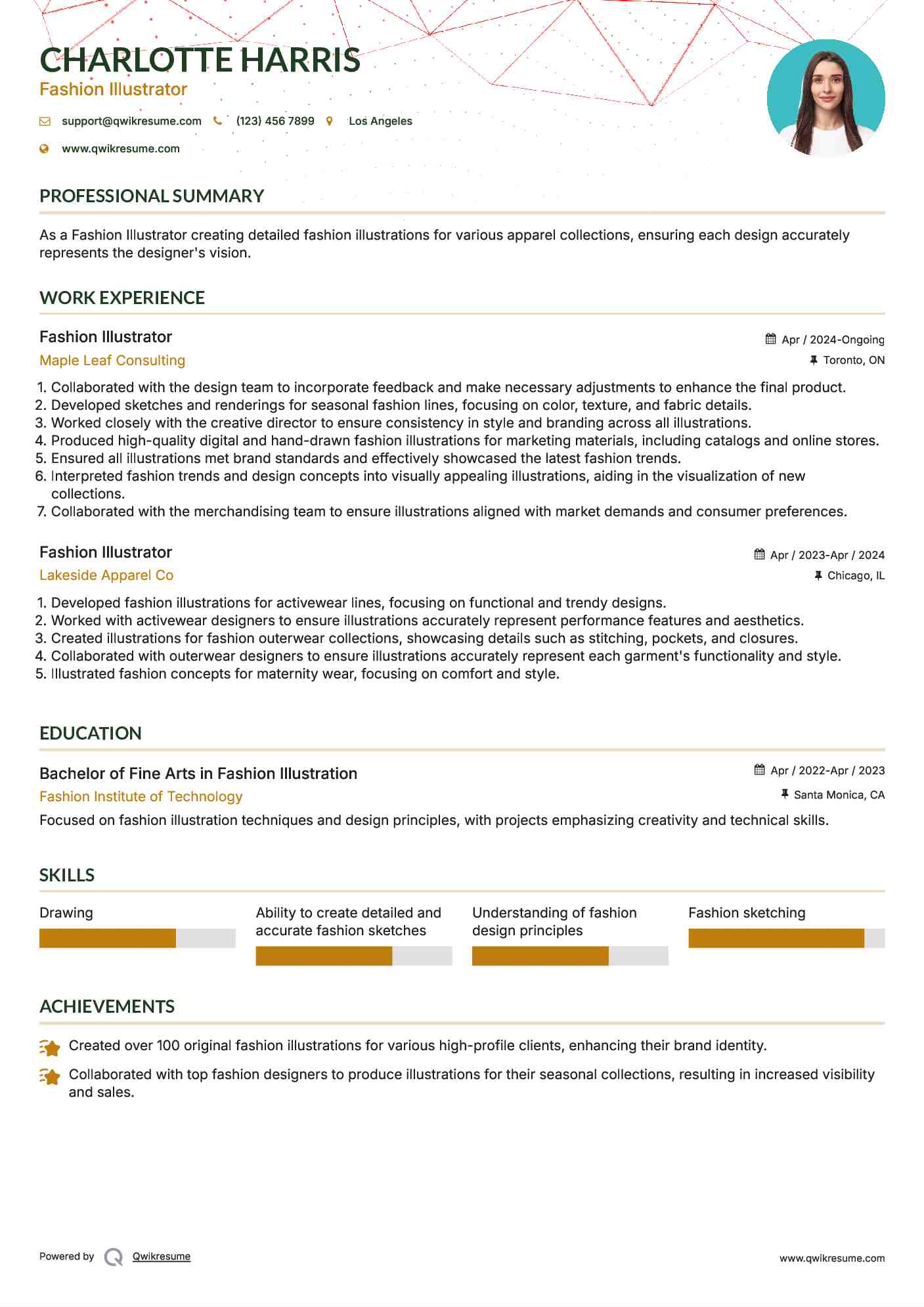 Fashion Illustrator Resume Template