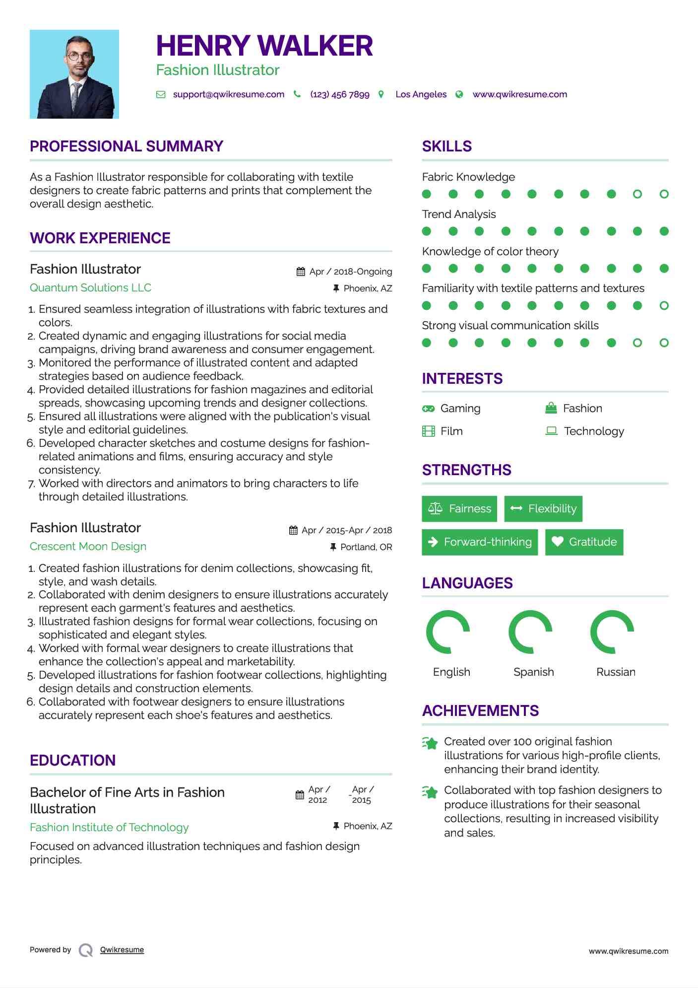 Fashion Illustrator Resume Template