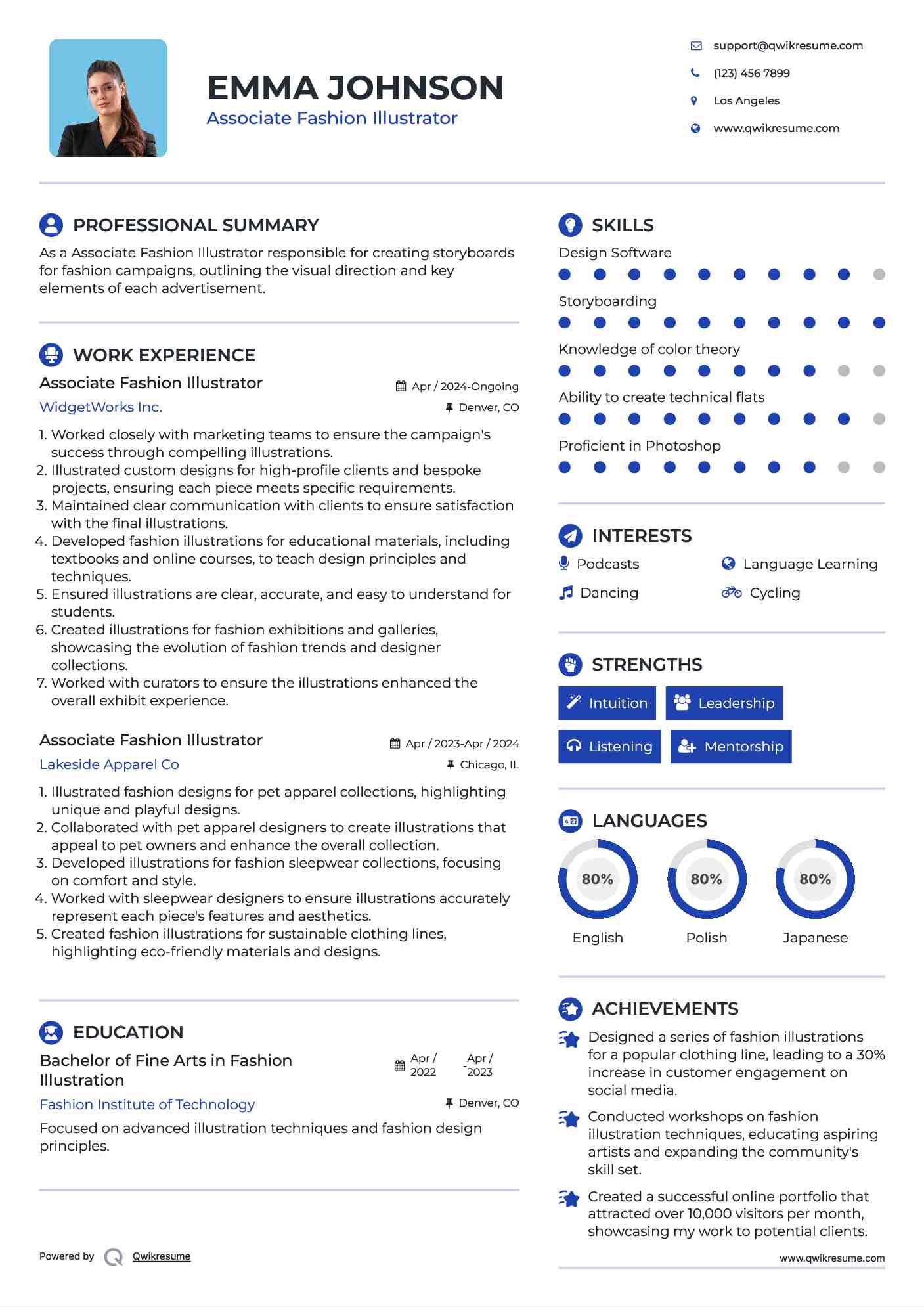 Associate Fashion Illustrator Resume Template