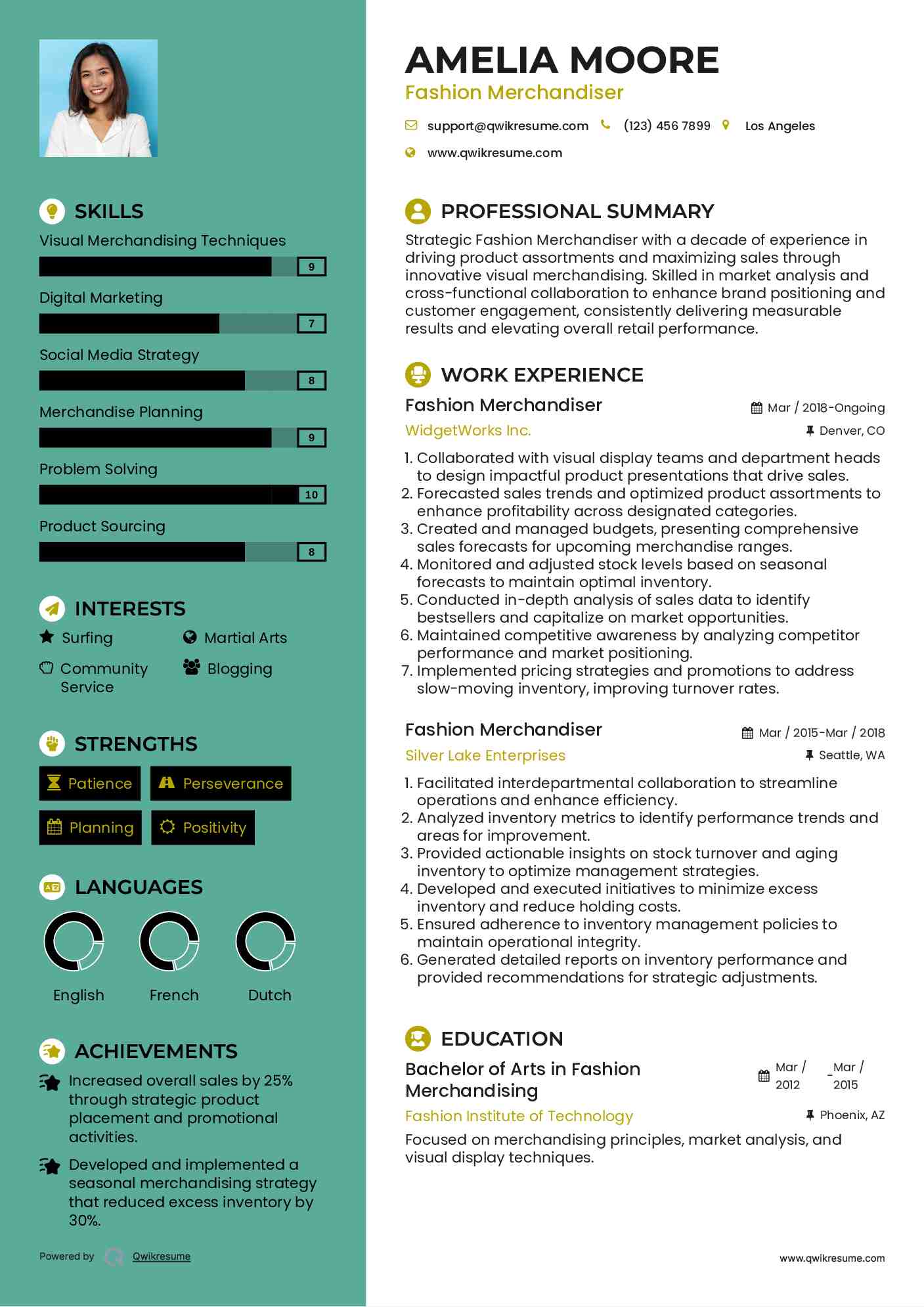 Fashion Merchandiser Resume Model