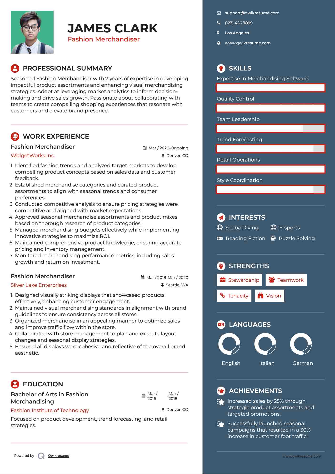 Fashion Merchandiser Resume Model