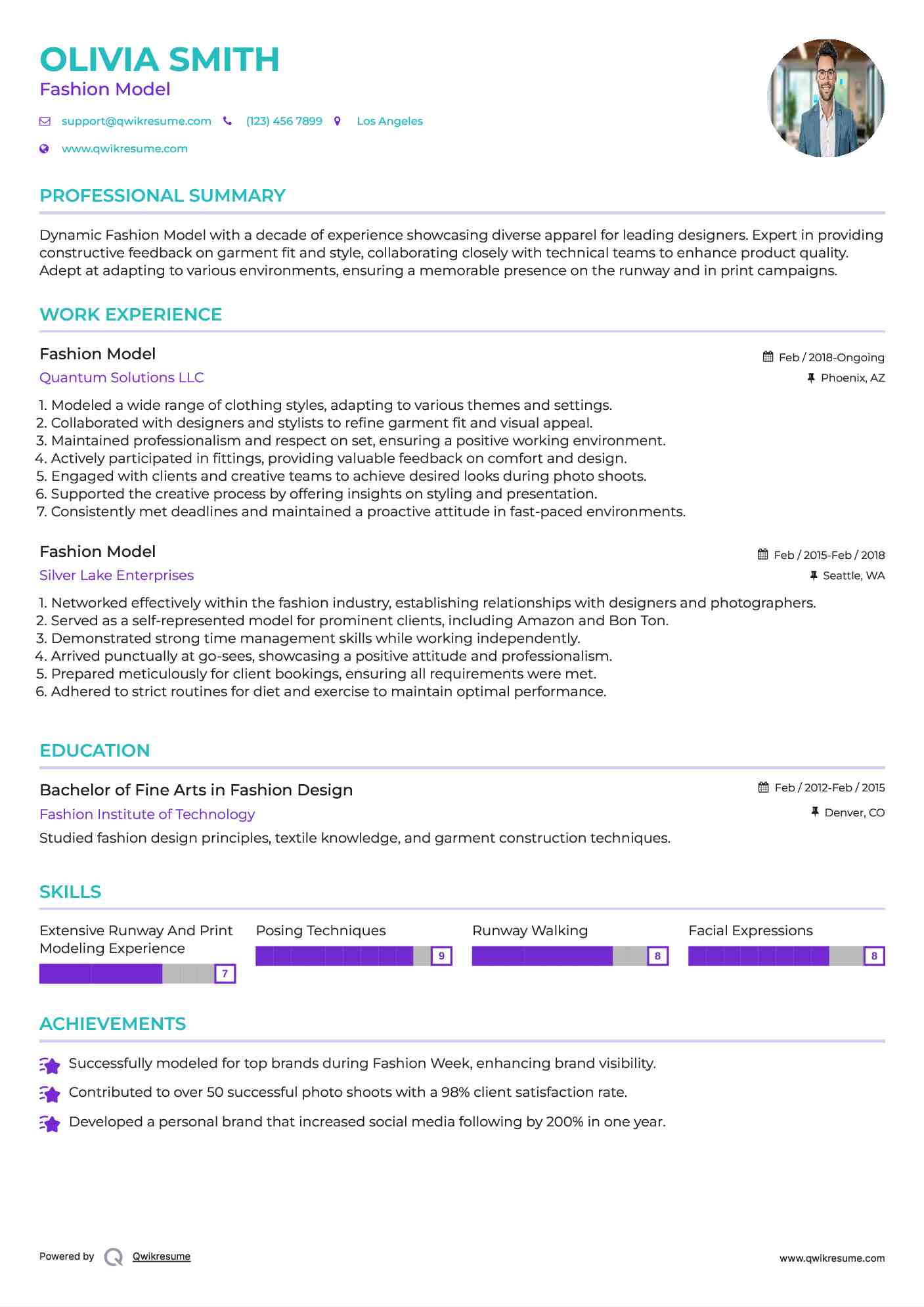 Fashion Model Resume Format