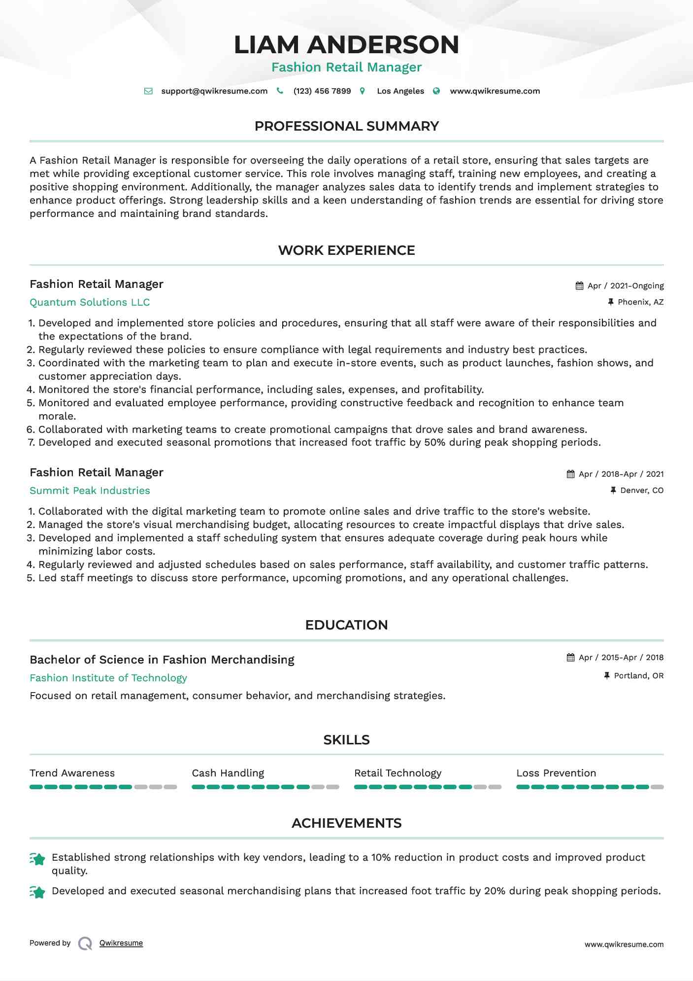 10 Fashion Retail Manager Resume - Fashion Retail Manager 1727451881 Pdf 