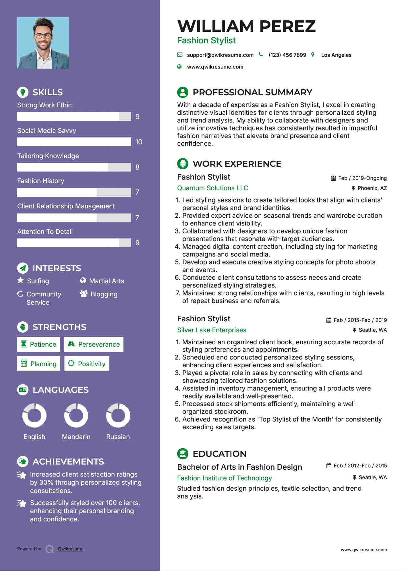 Fashion Stylist Resume Format