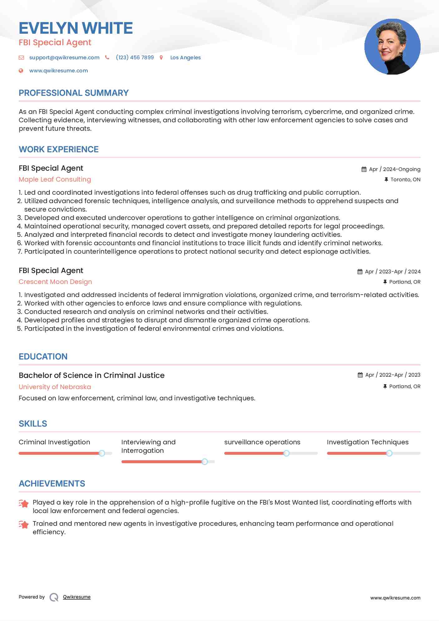 FBI Special Agent Resume Example