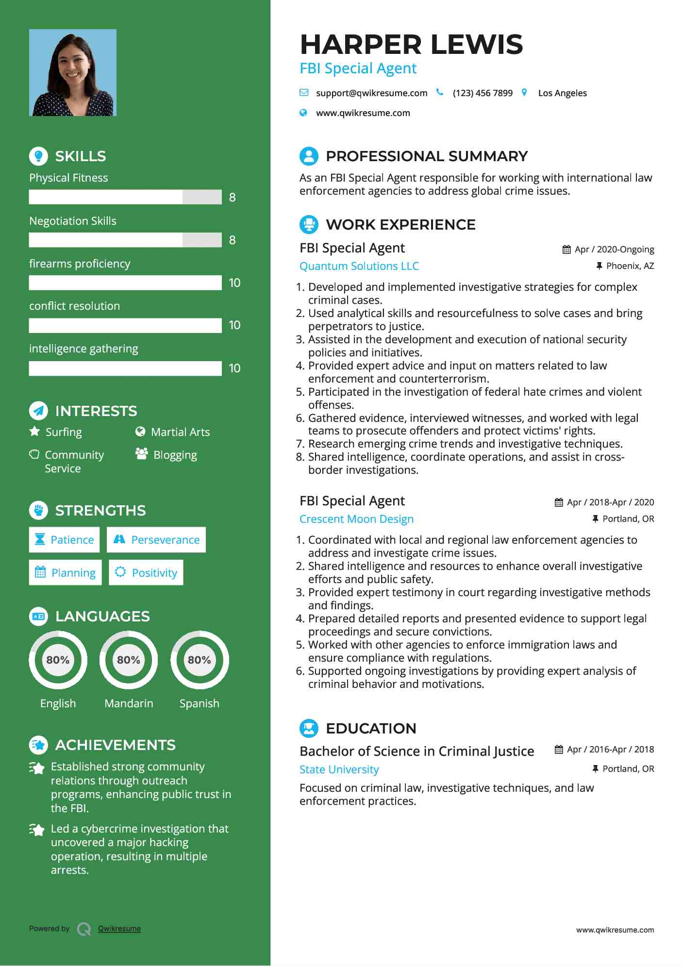 FBI Special Agent Resume Sample