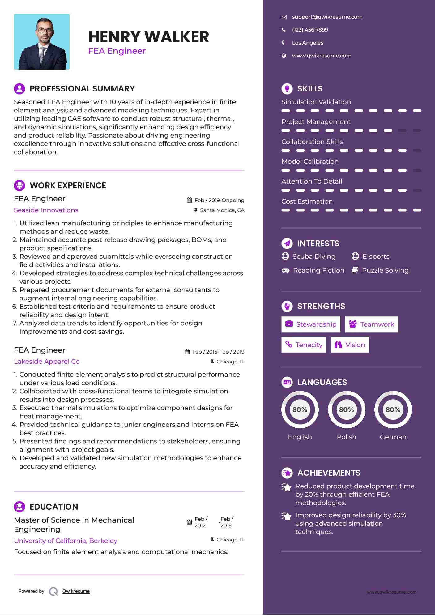 FEA Engineer Resume Format