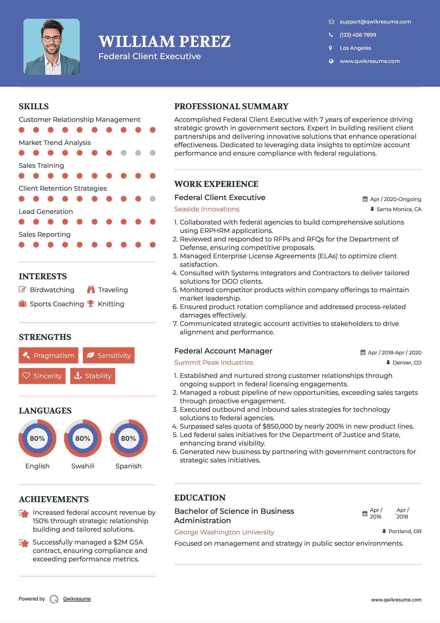 Federal Client Executive Resume Template