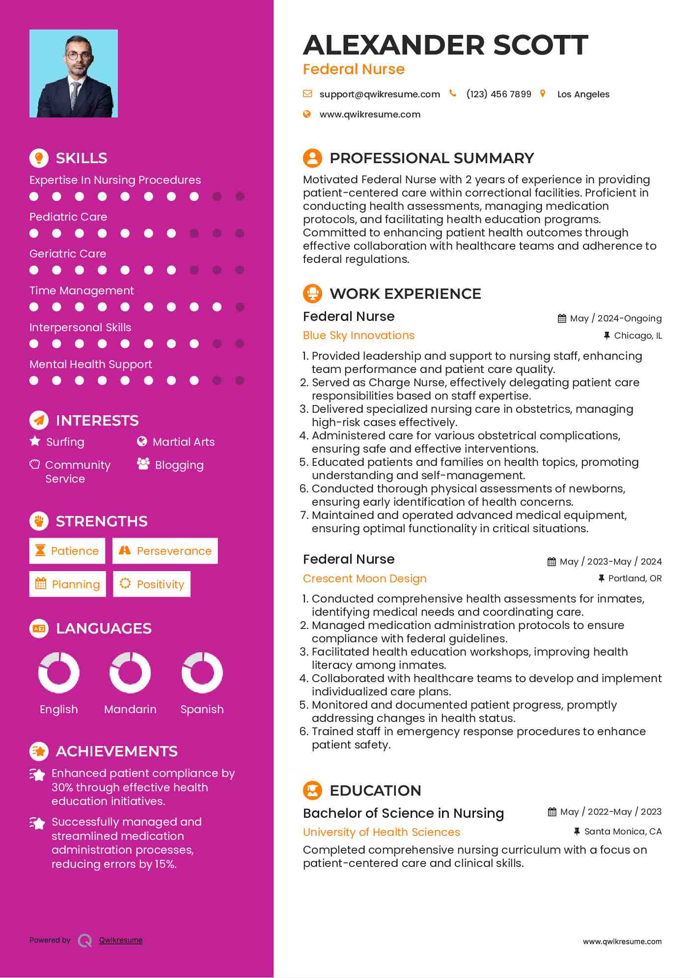 Federal Nurse Resume Example