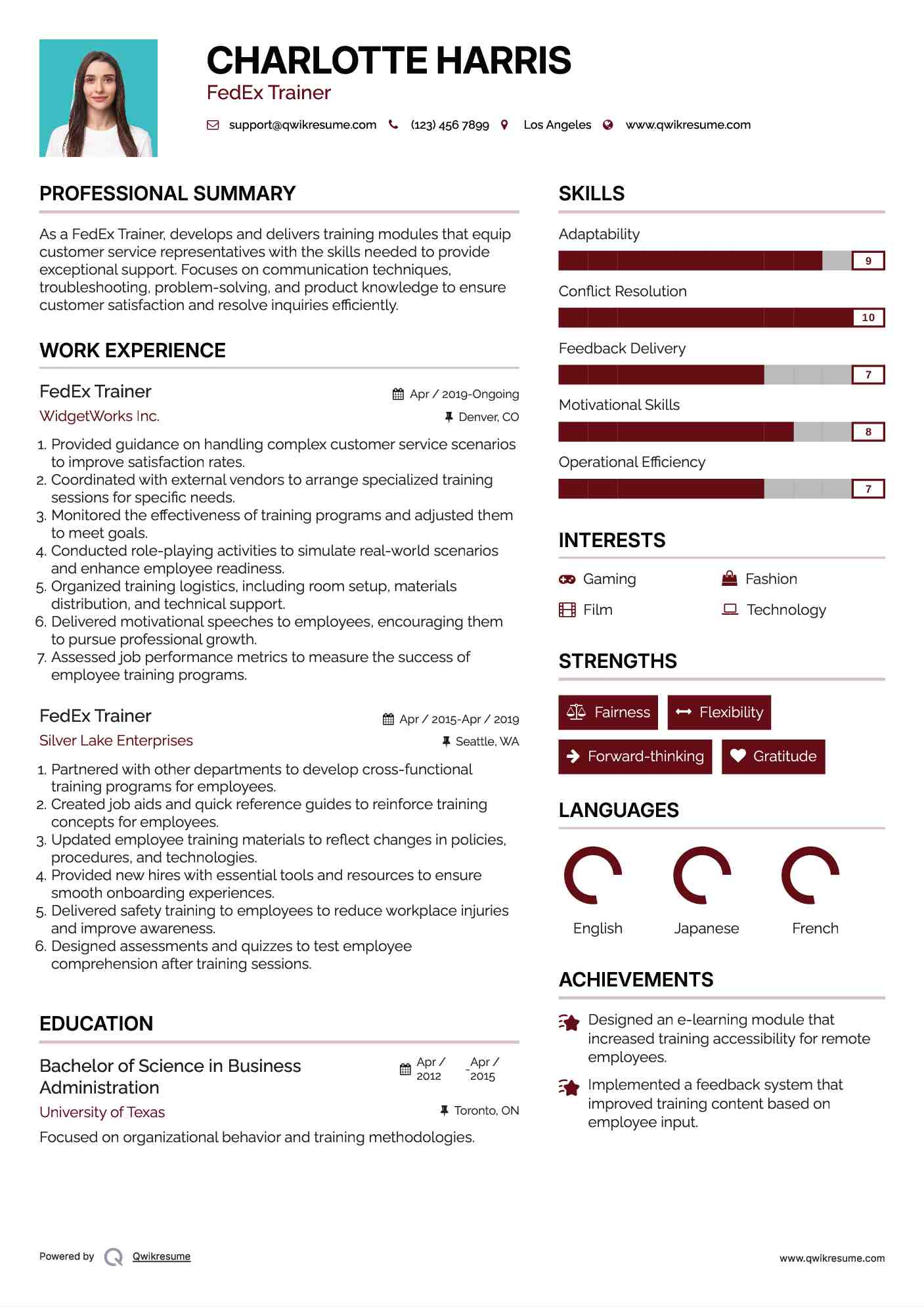 FedEx Trainer Resume Template