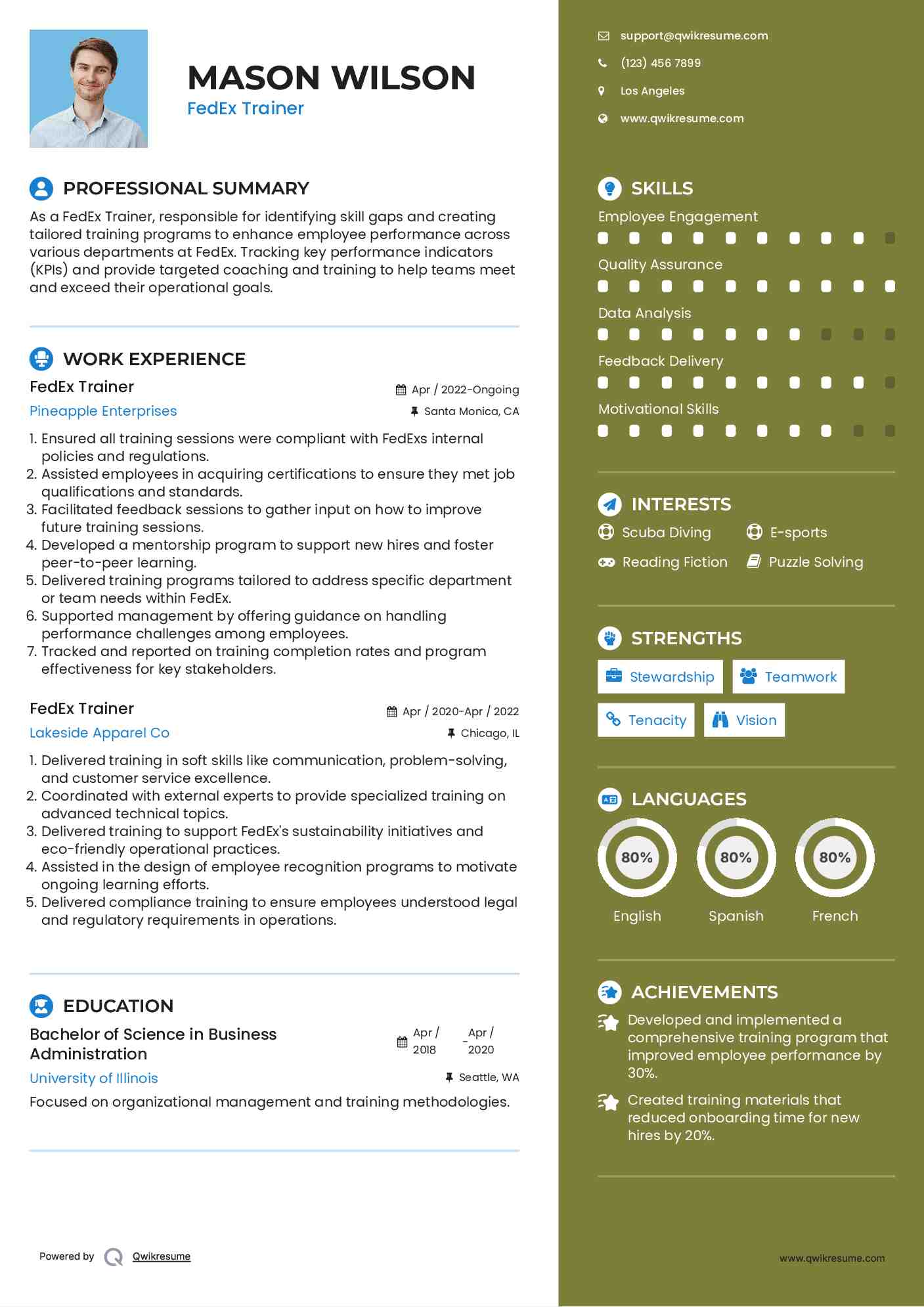 FedEx Trainer Resume Format