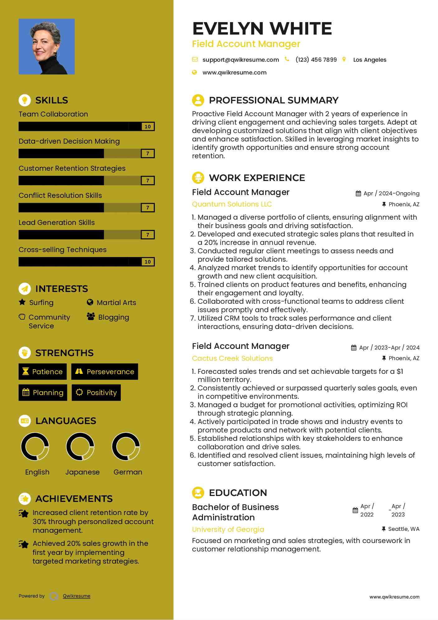 Field Account Manager Resume Template