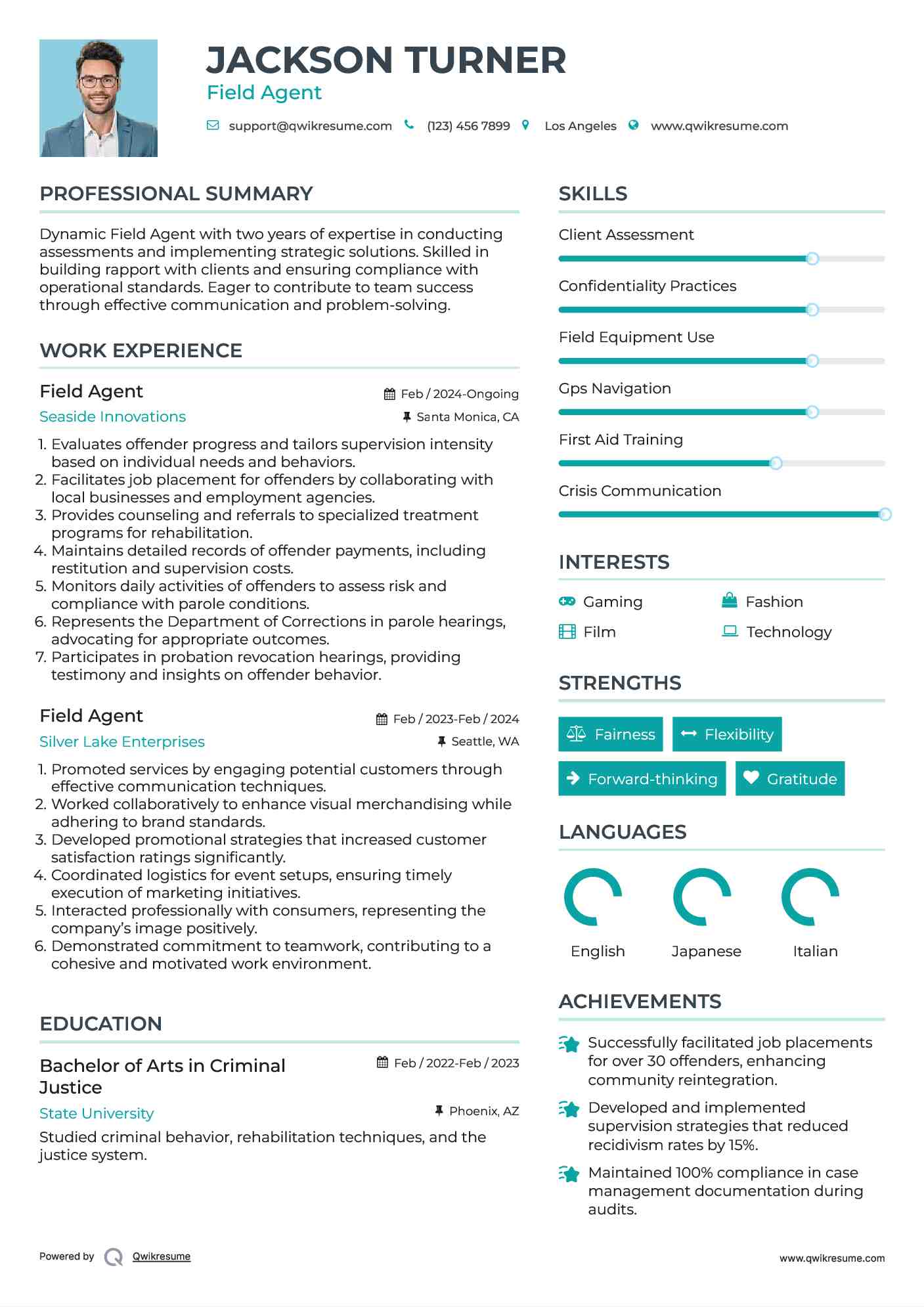 Field Agent Resume Samples QwikResume