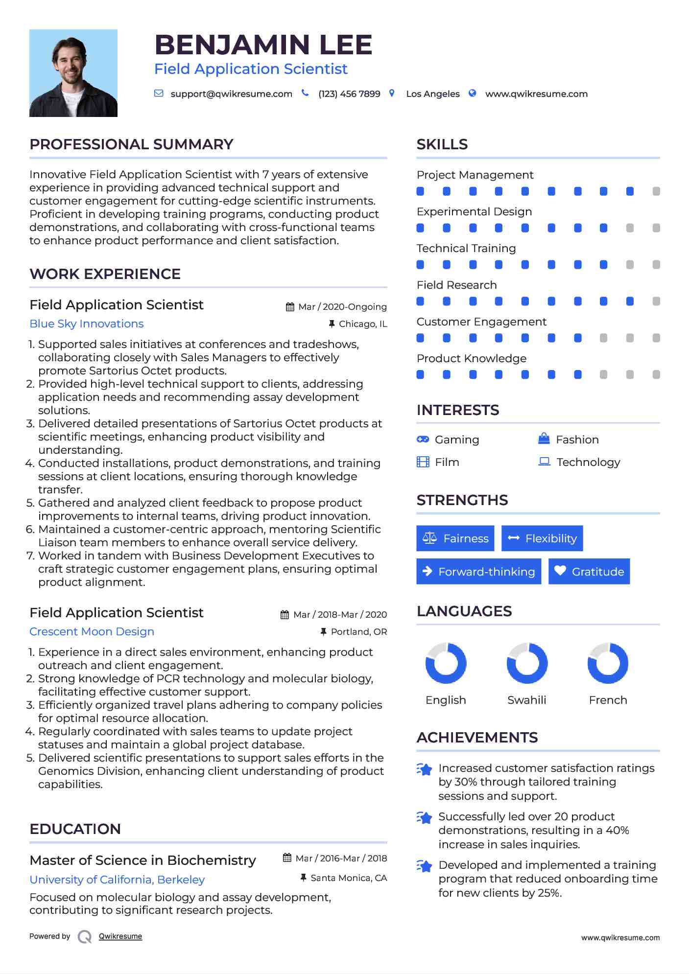 Field Application Scientist Resume Model
