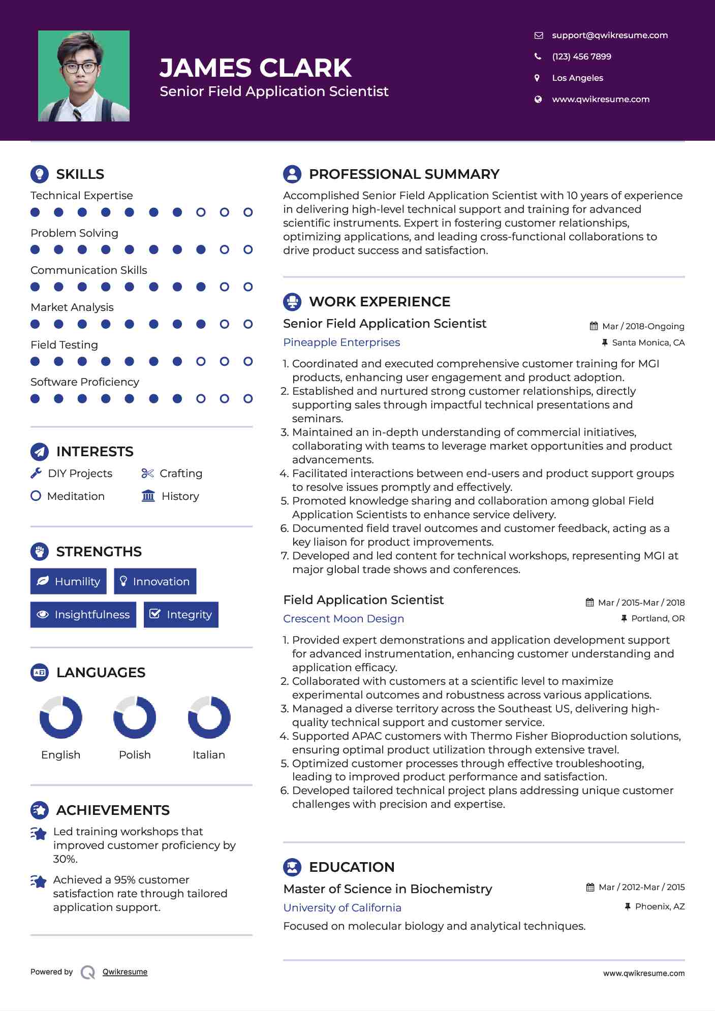 Field Application Scientist Resume Samples QwikResume