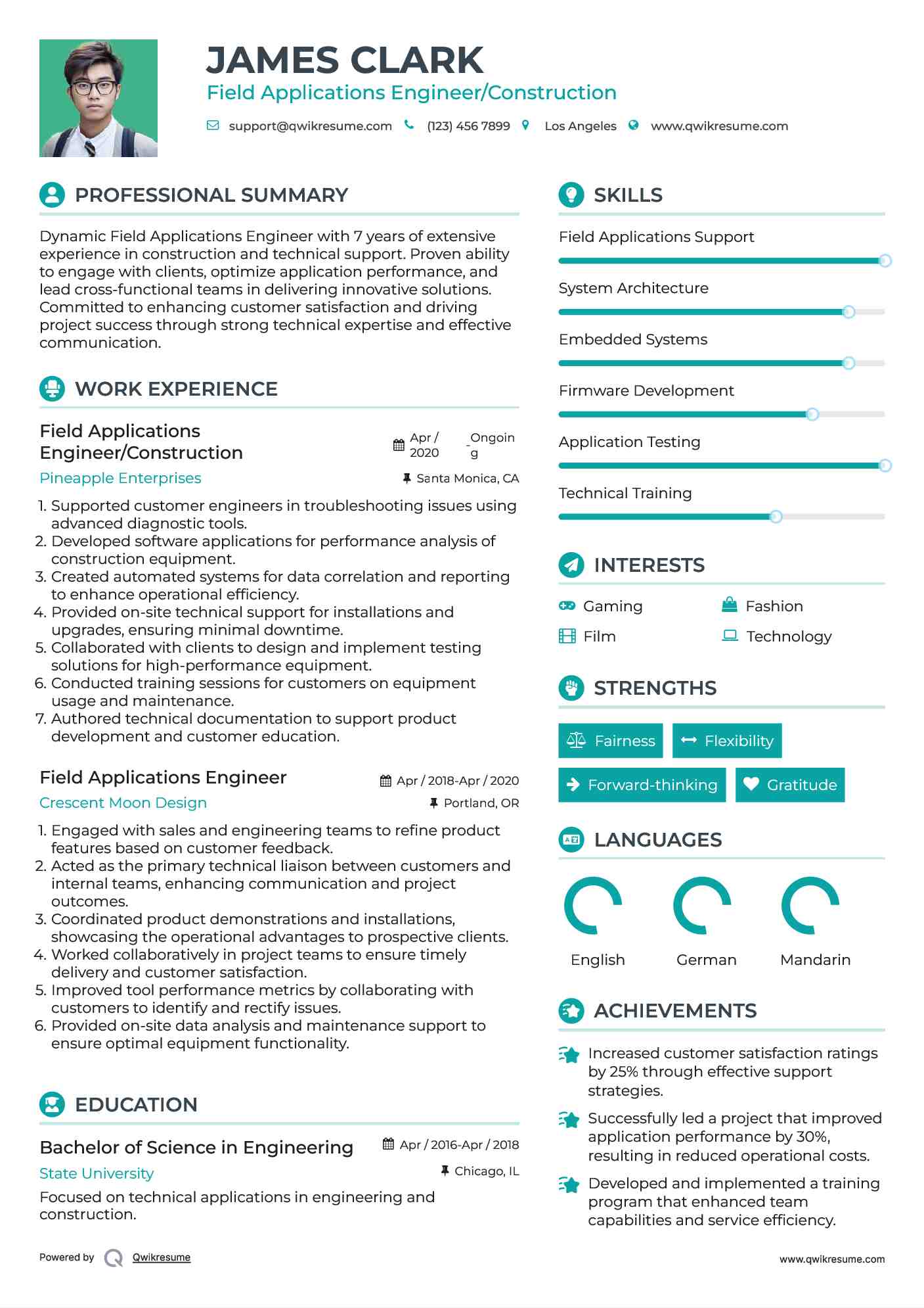 Field Applications Engineer Resume Samples QwikResume