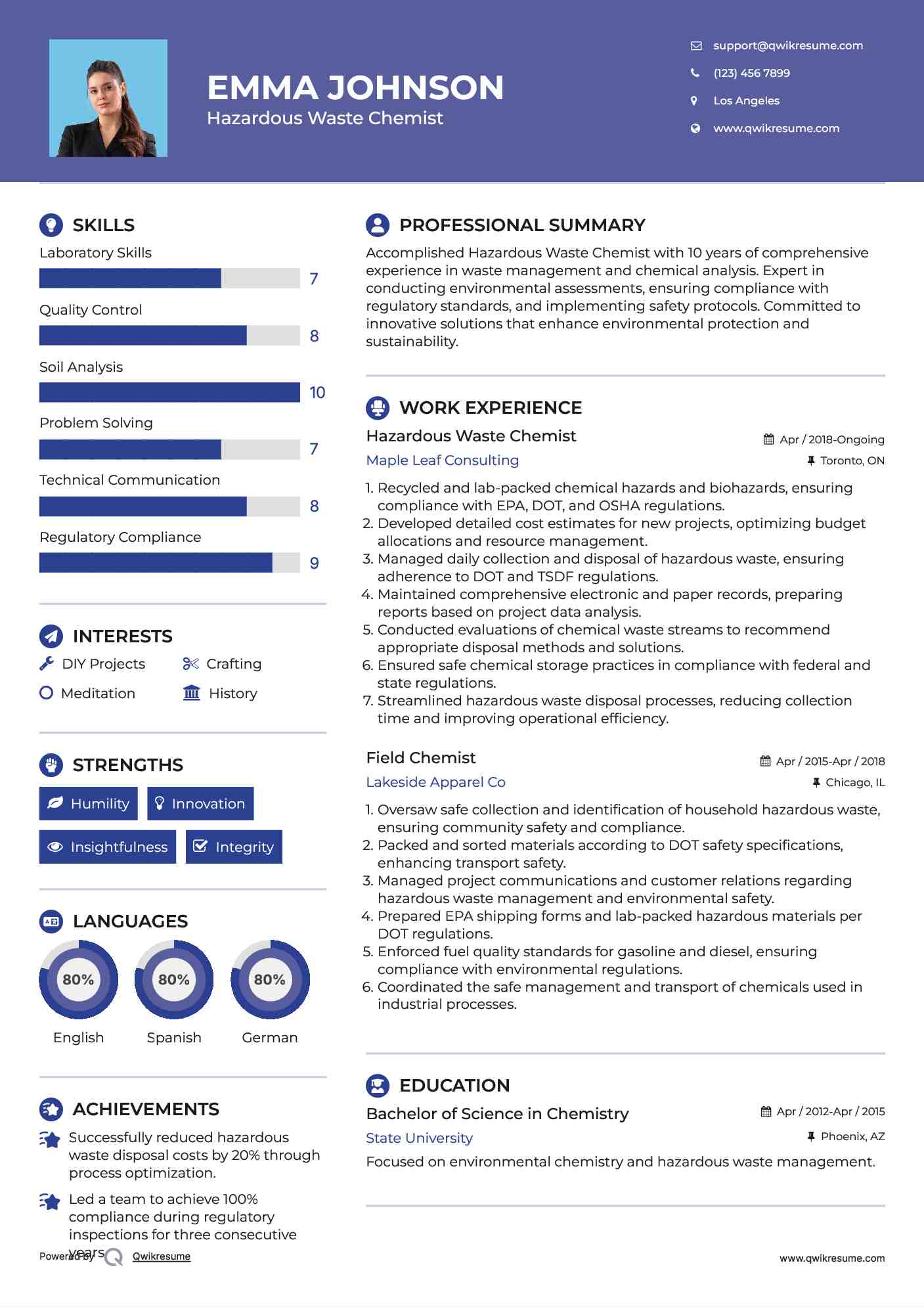 Hazardous Waste Chemist Resume Format