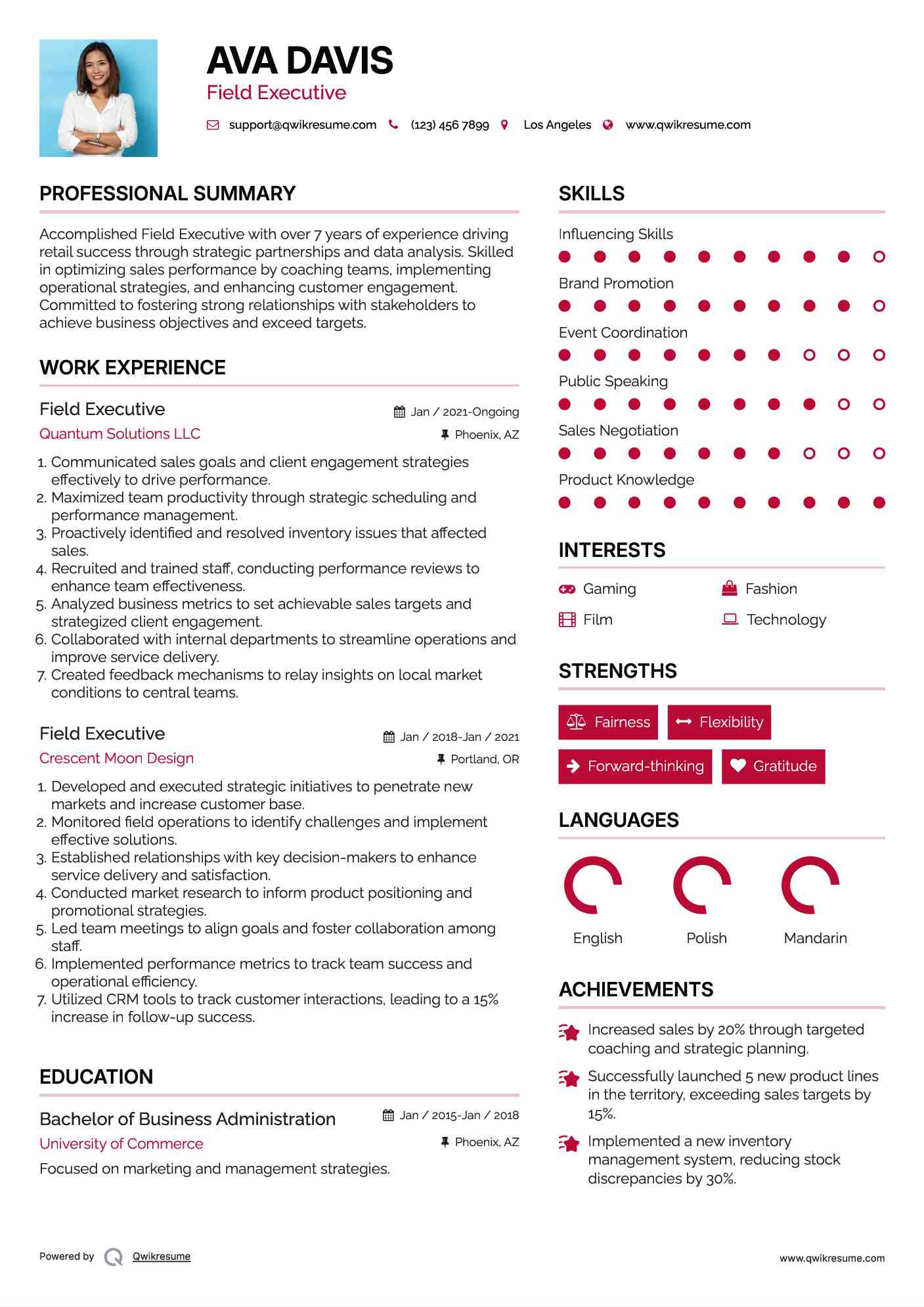 Field Executive Resume Format