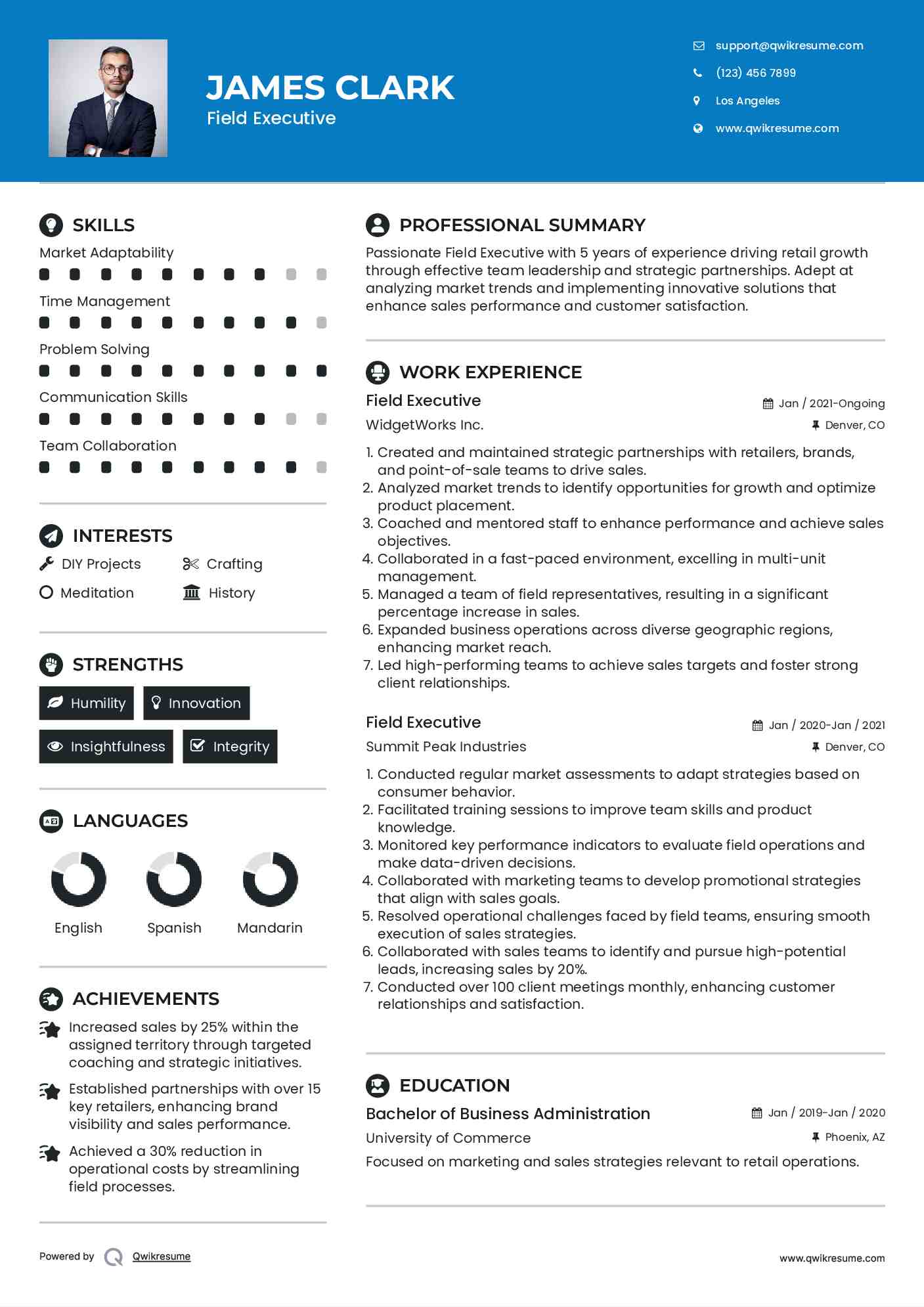 Field Executive Resume Template