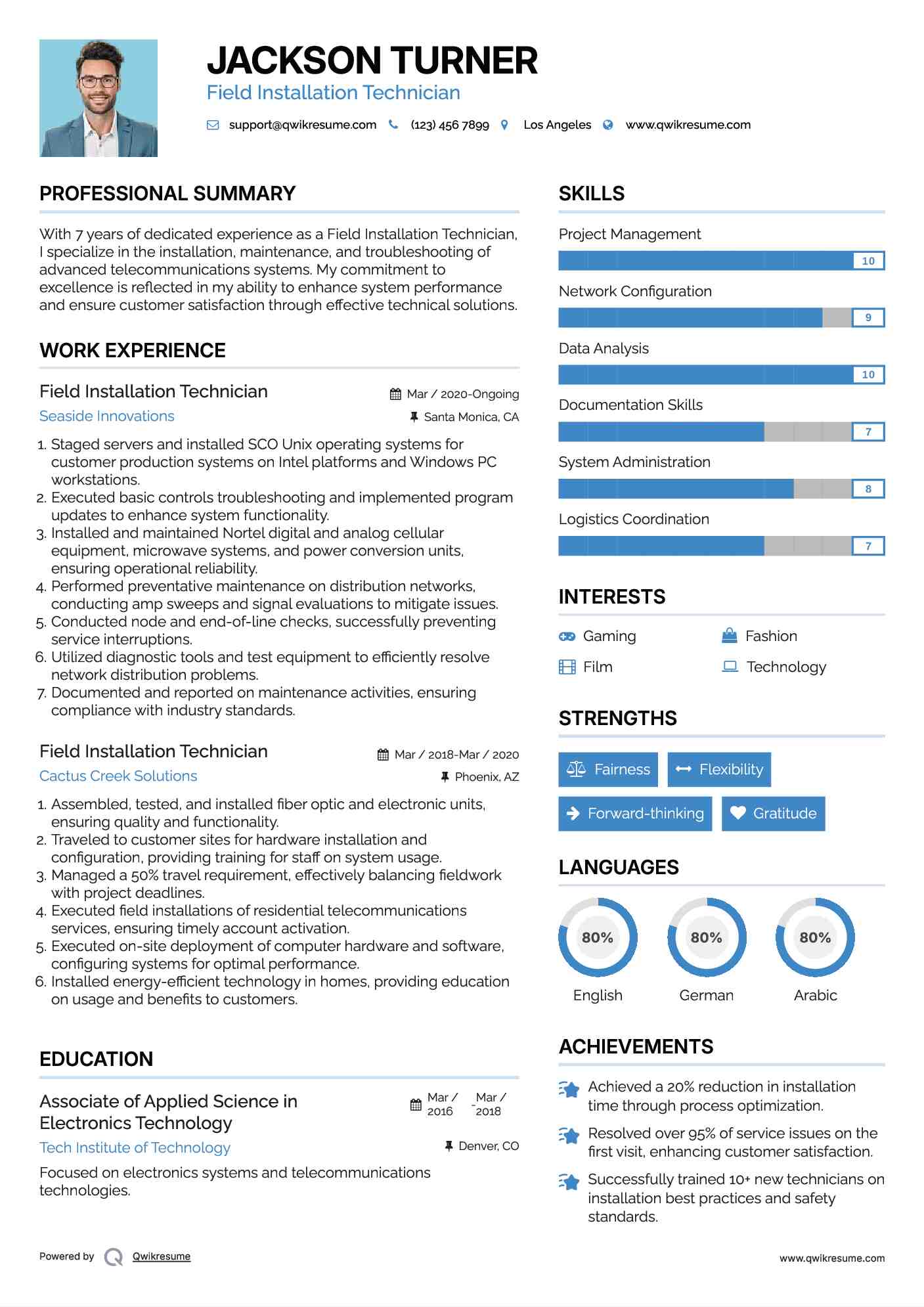 Field Installation Technician Resume Format