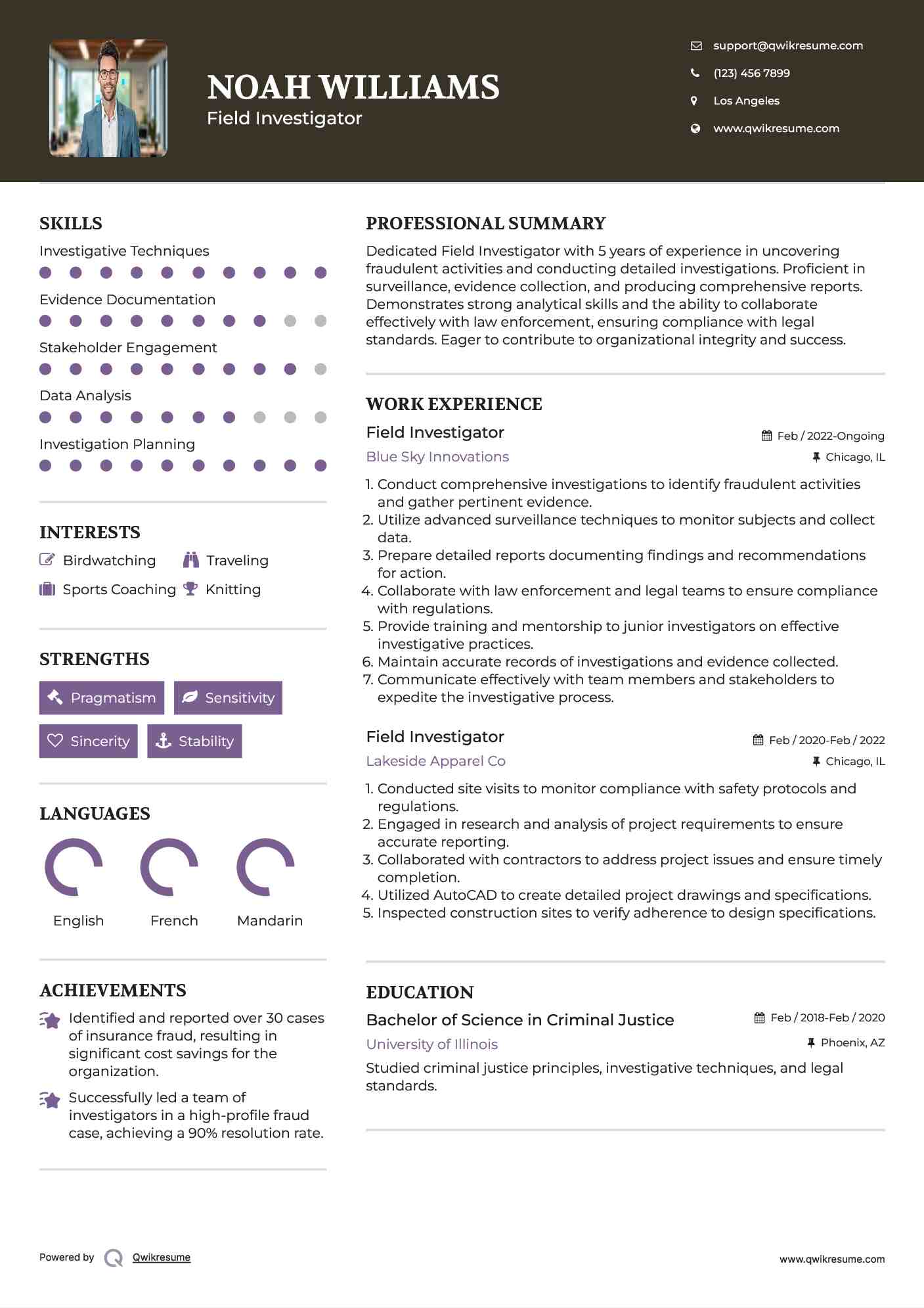 Field Investigator Resume Samples QwikResume