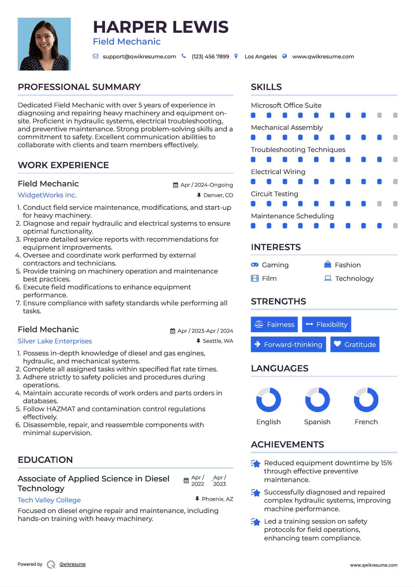 Field Mechanic Resume Format