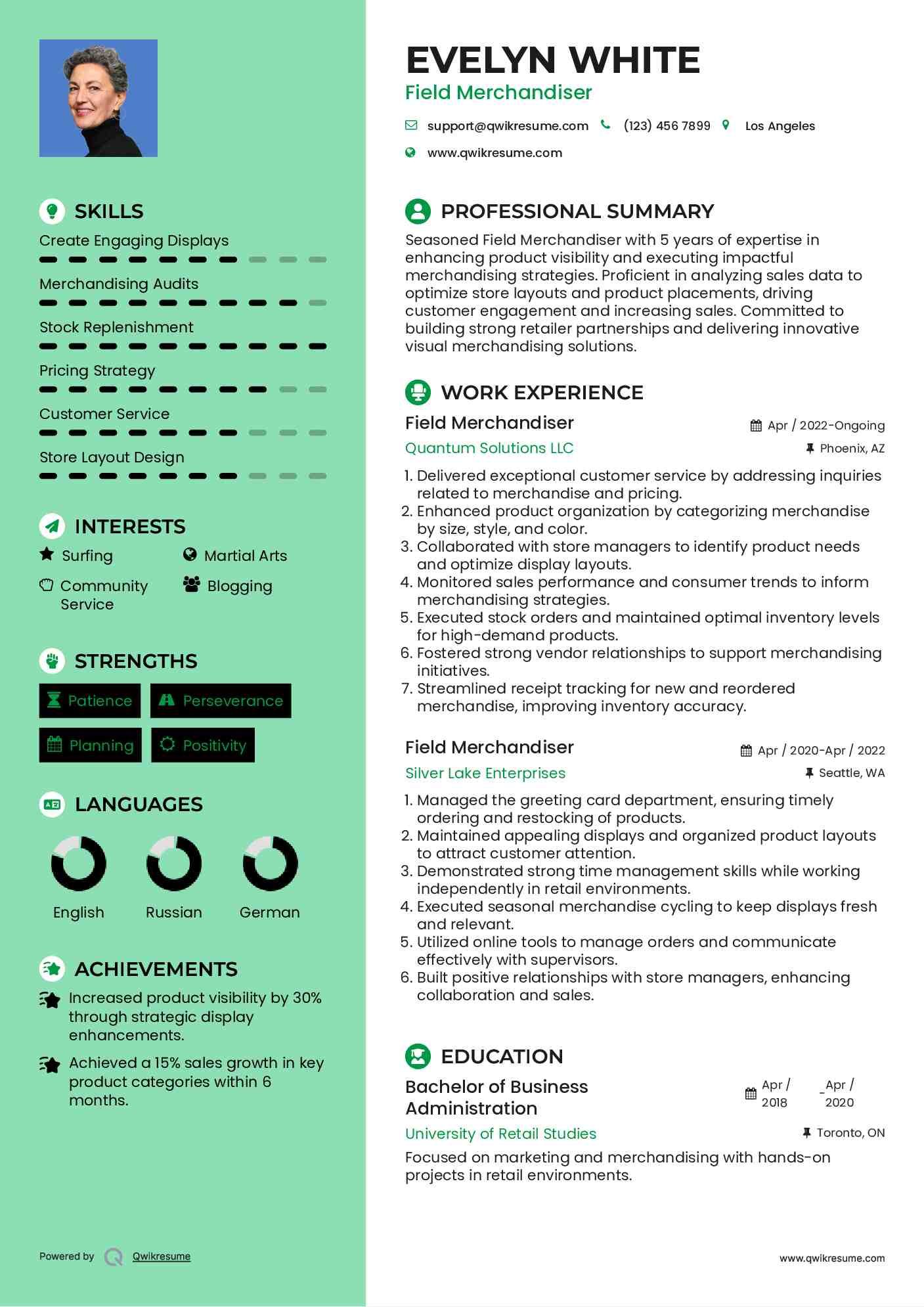 Field Merchandiser Resume Model