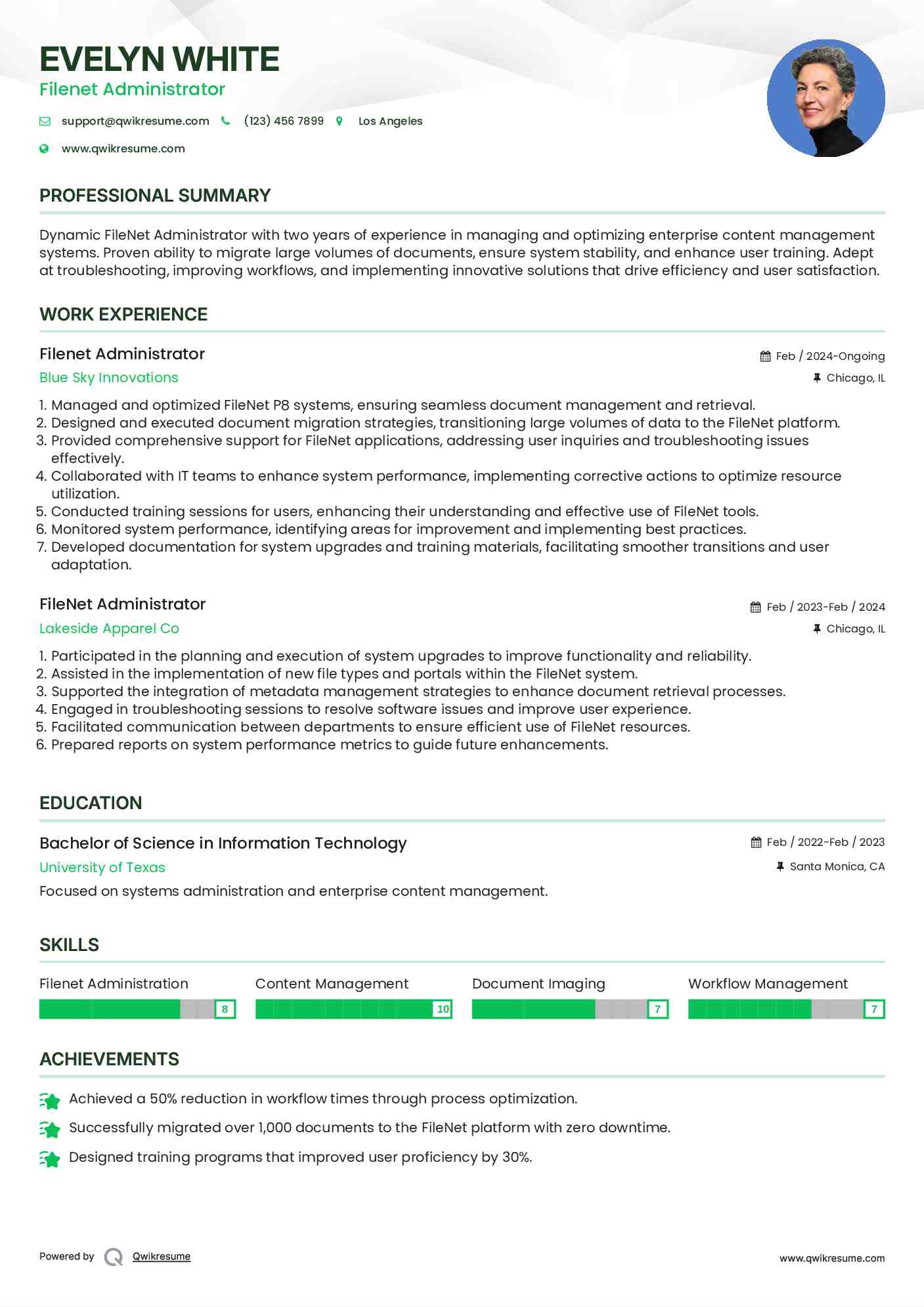 Filenet Administrator Resume Format