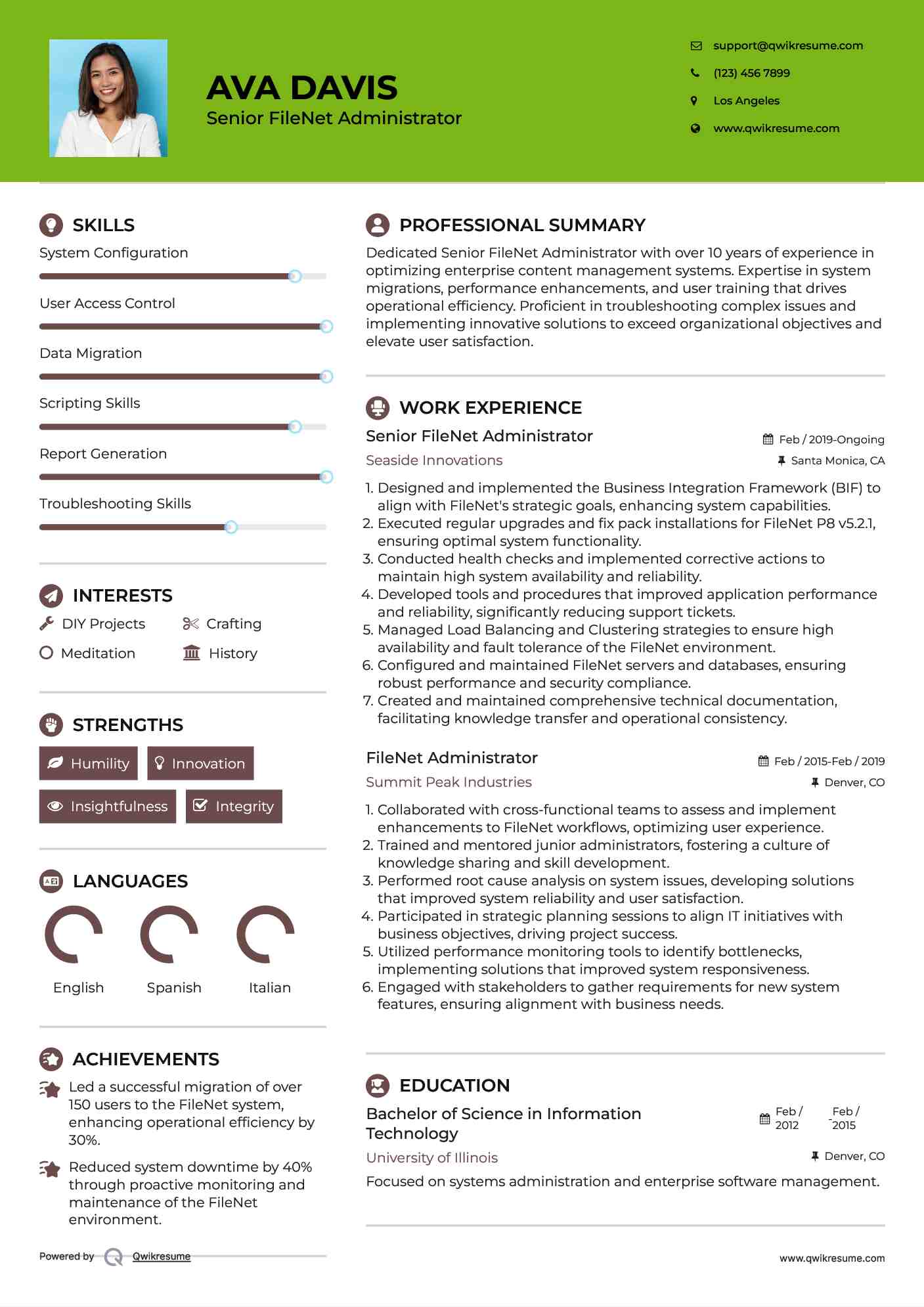 Senior FileNet Administrator Resume Format