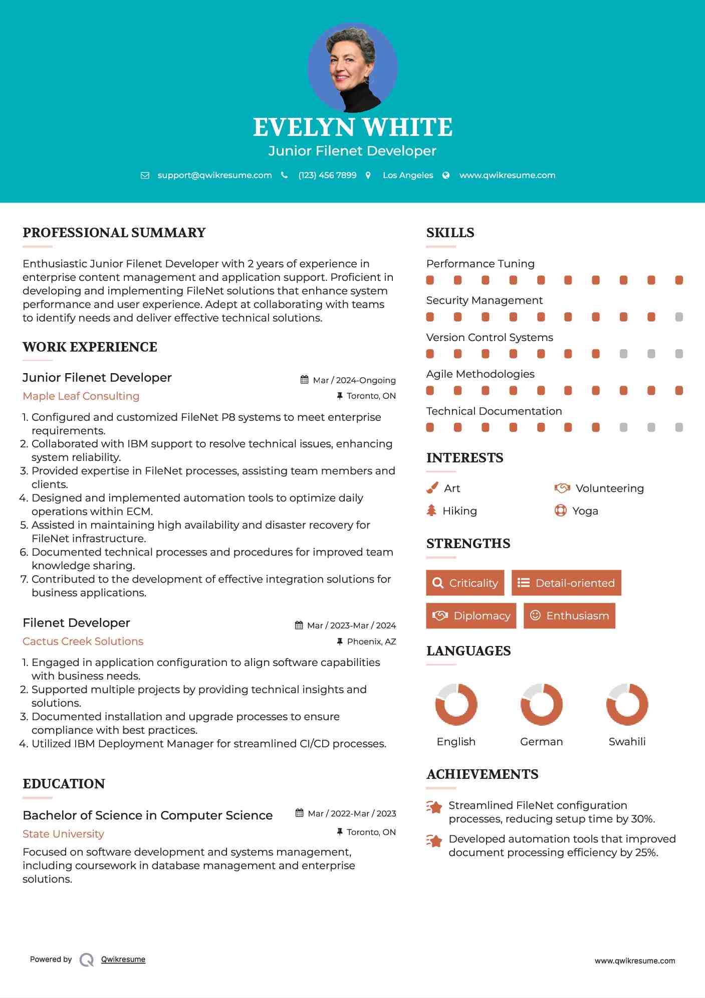 Junior Filenet Developer Resume Format