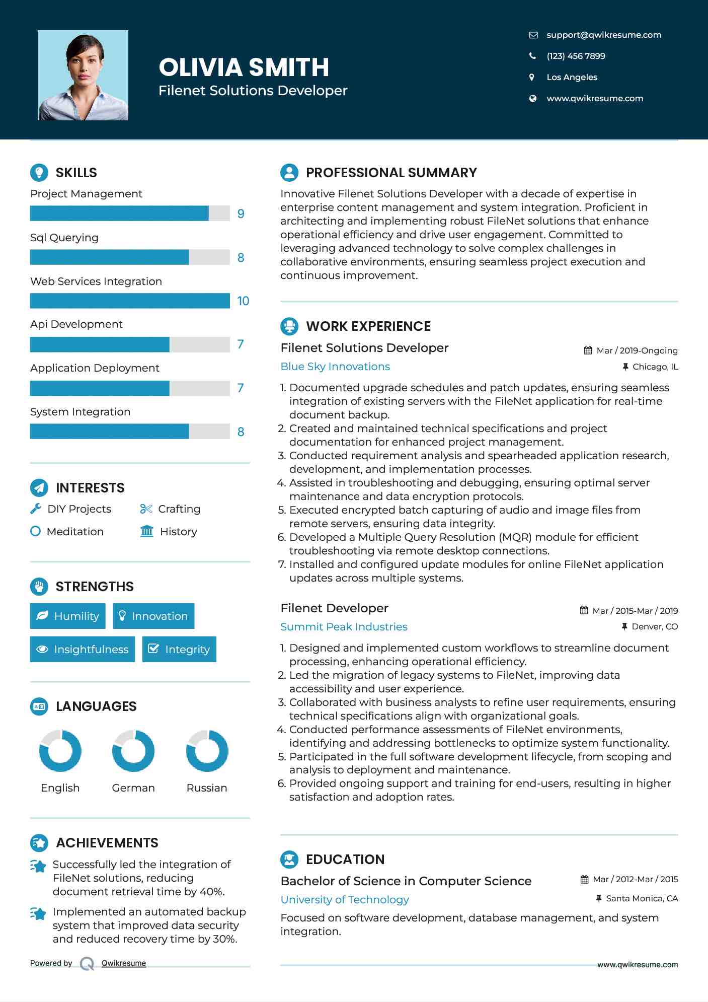 Filenet Solutions Developer Resume Model