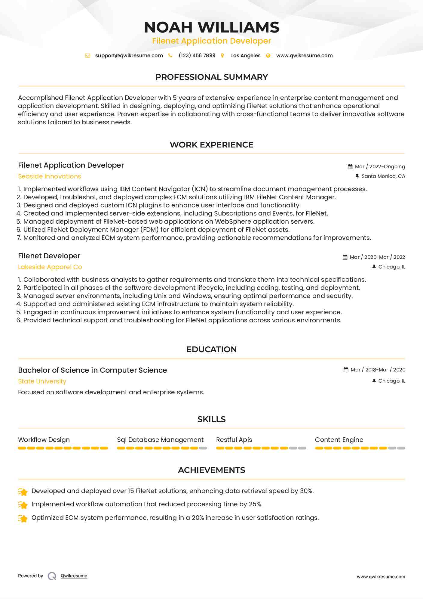Filenet Application Developer Resume Template