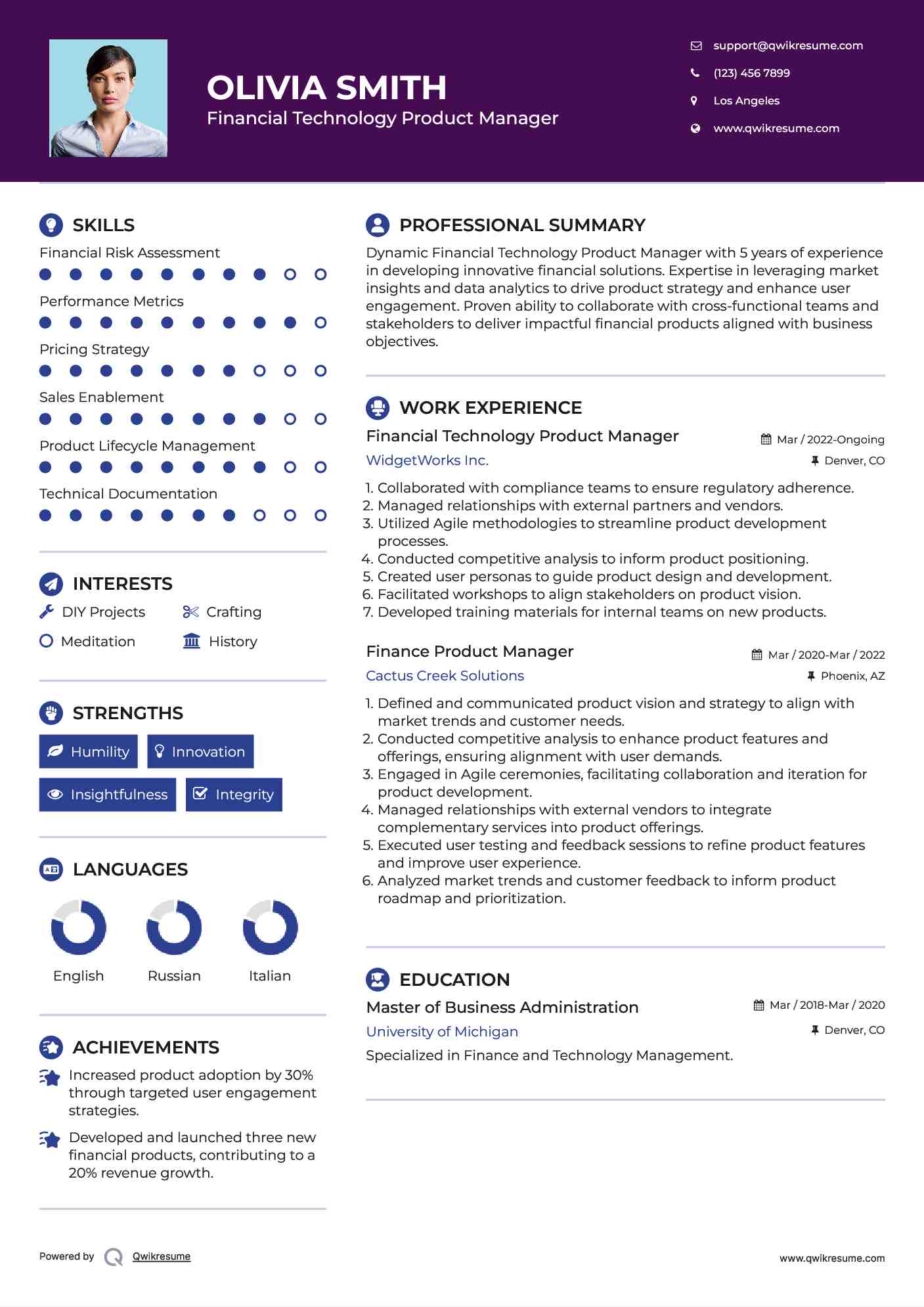 Financial Technology Product Manager

 Resume Sample